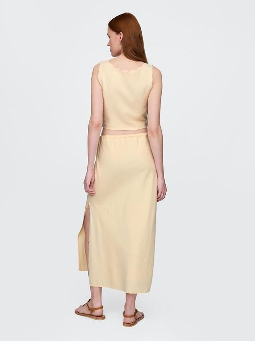 Linen-Blend Midi Skirt Product Image