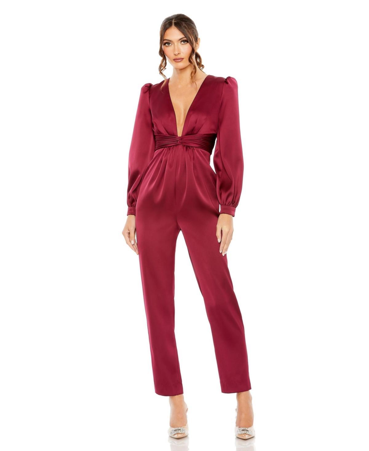 Womens Ieena Satin Long-Sleeve Jumpsuit Product Image