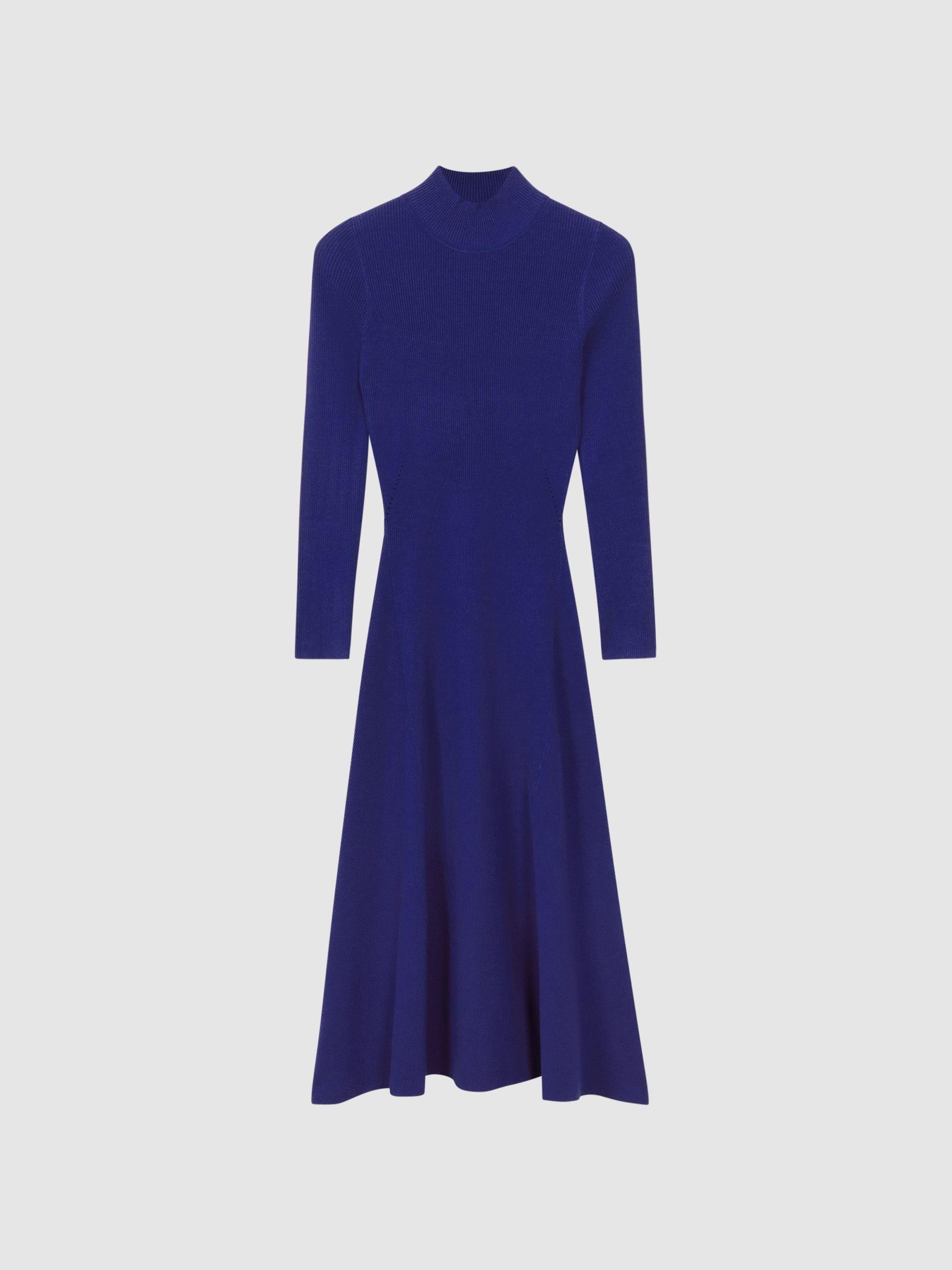 Knitted Bodycon Midi Dress in Blue Product Image