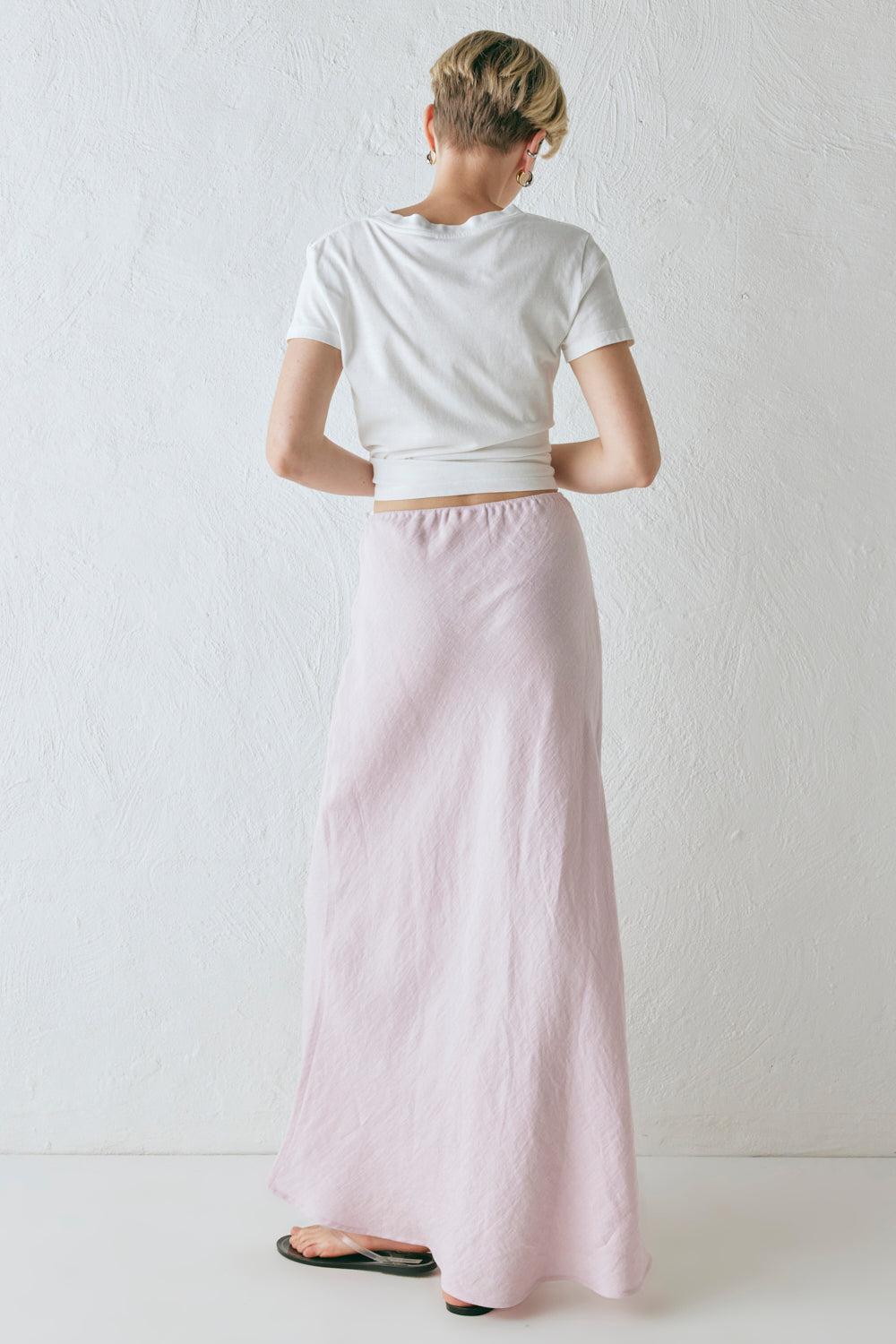 Ena Linen Bias Cut Maxi Skirt Musk Product Image