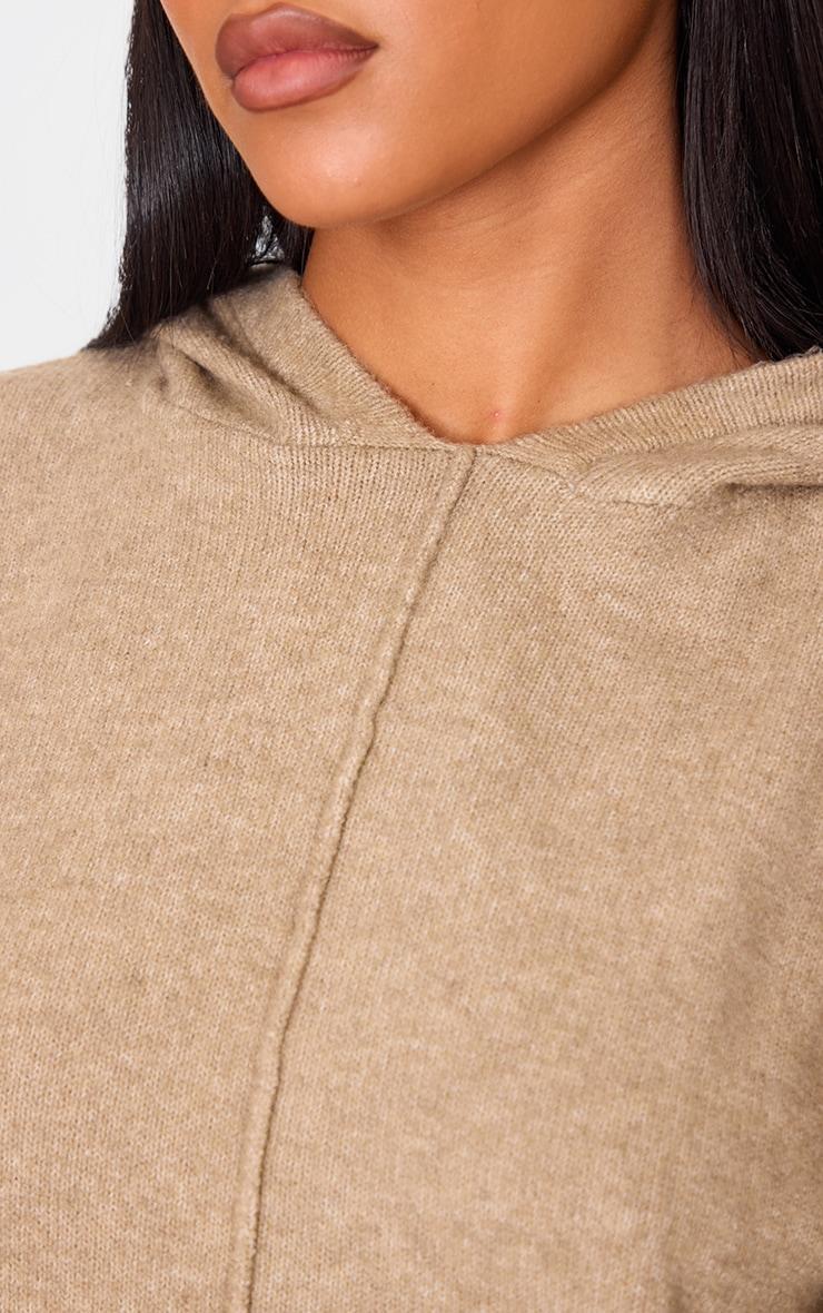 Tall Light Mocha Soft Knit Oversized Hoodie Product Image