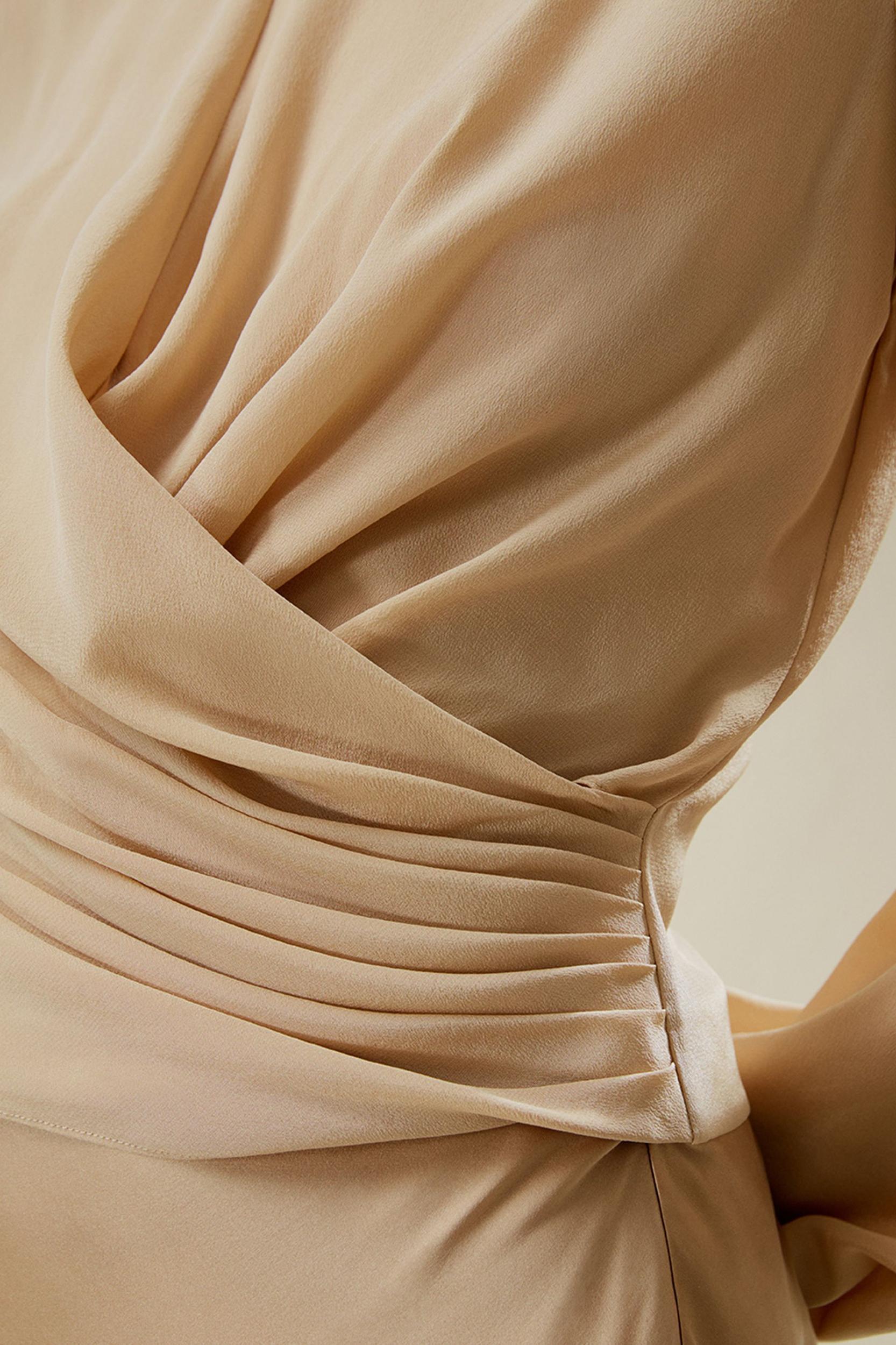 Nipped Waist Crêpe de Chine Blouse Product Image