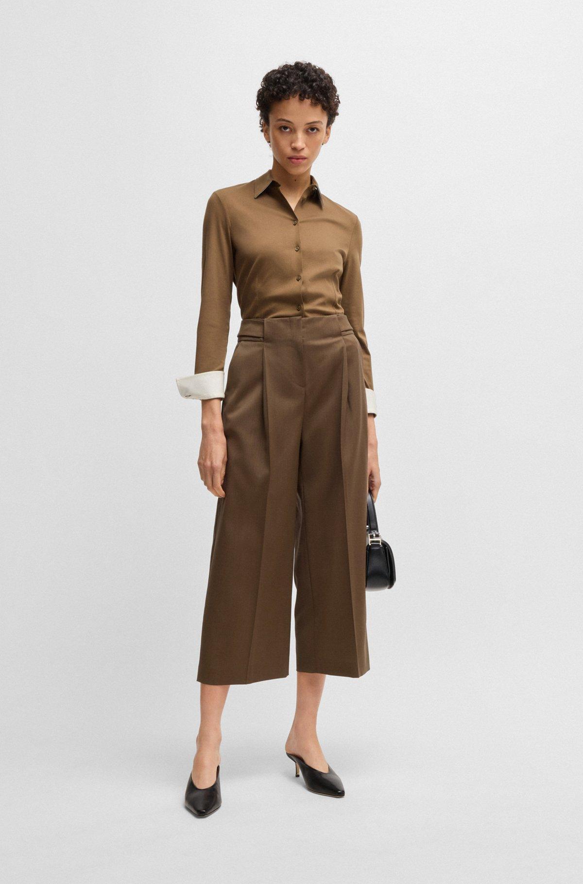 Regular-fit high-waisted trousers in wool Product Image