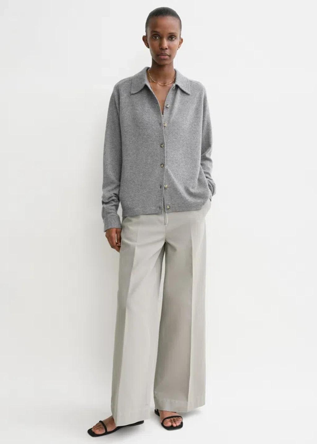 TOTÊME Raglan-sleeve Cashmere Shirt Grey In Grey Melange Product Image