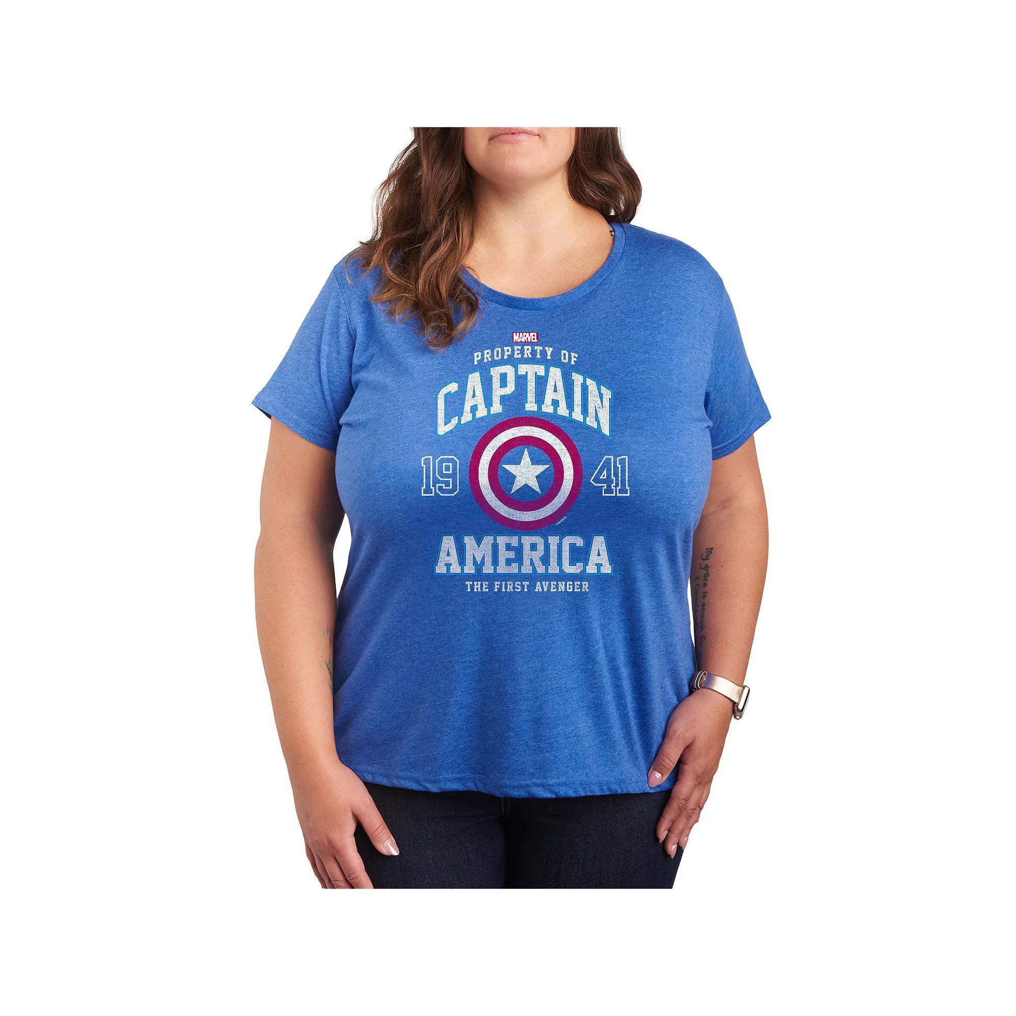 Plus Size Marvel Captain America Collegiate Graphic Tee, Women's, Size: 4XL, Grey Royal Blue Product Image