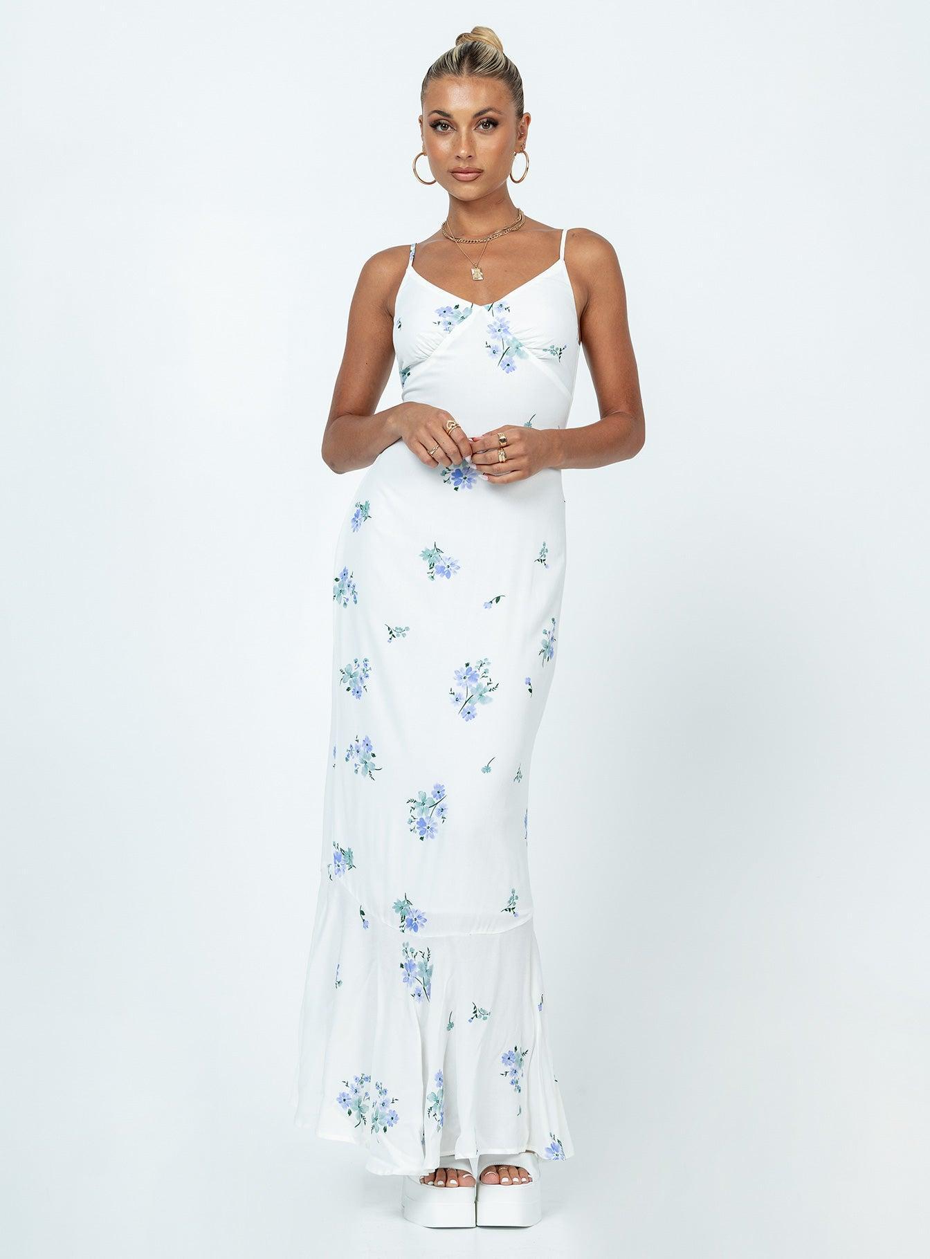 Sing Along Maxi Dress White / Blue Product Image