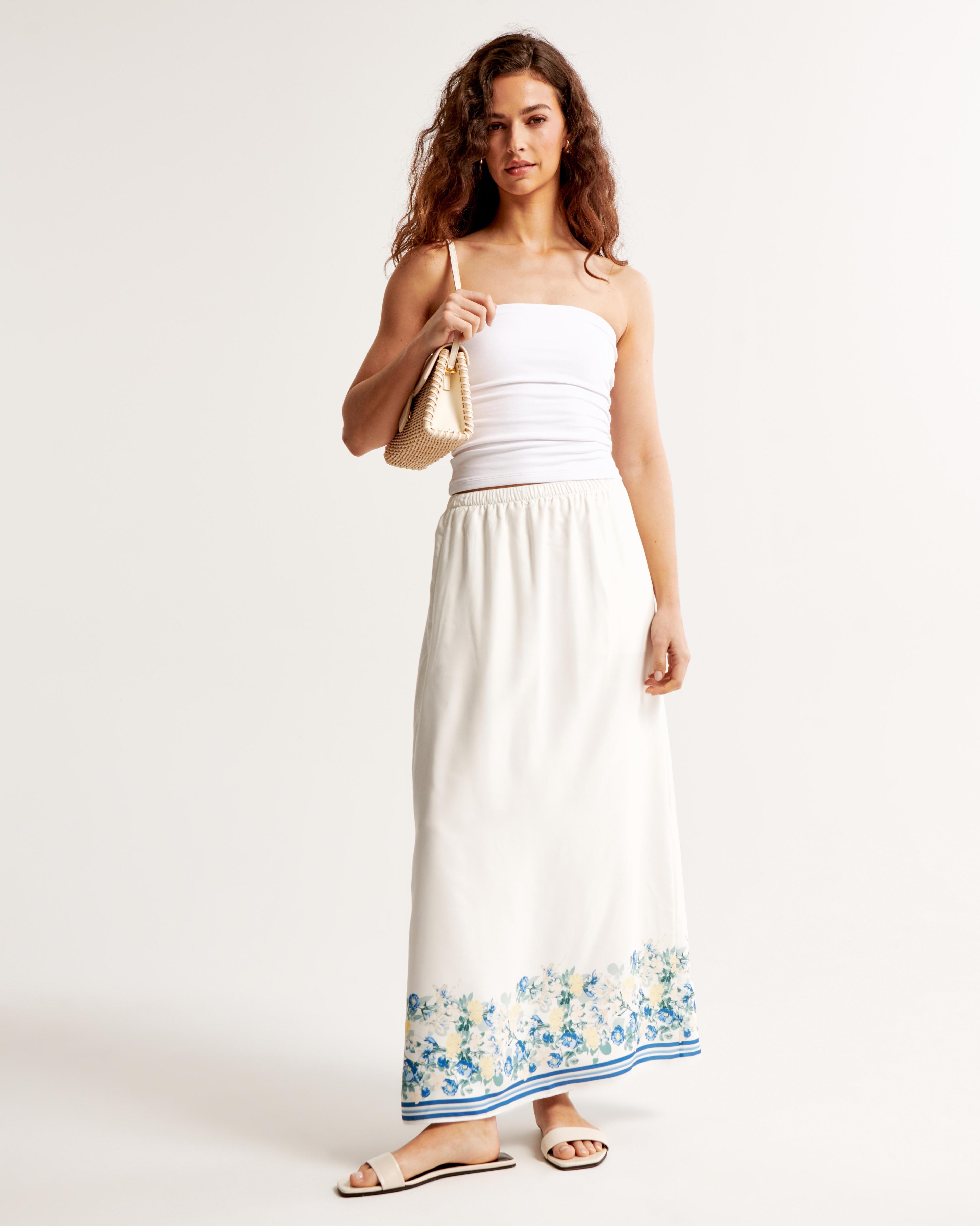 Faux Silk Maxi Skirt Product Image