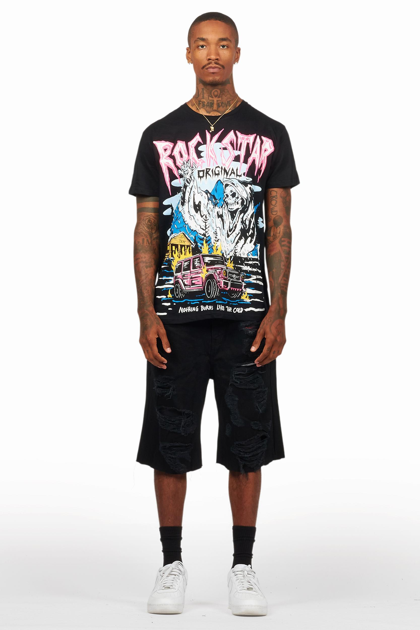 Kip Black T-Shirt/Denim Short Set Male Product Image