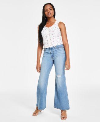 Levis Ribcage High Rise Distressed Flare Jeans Product Image