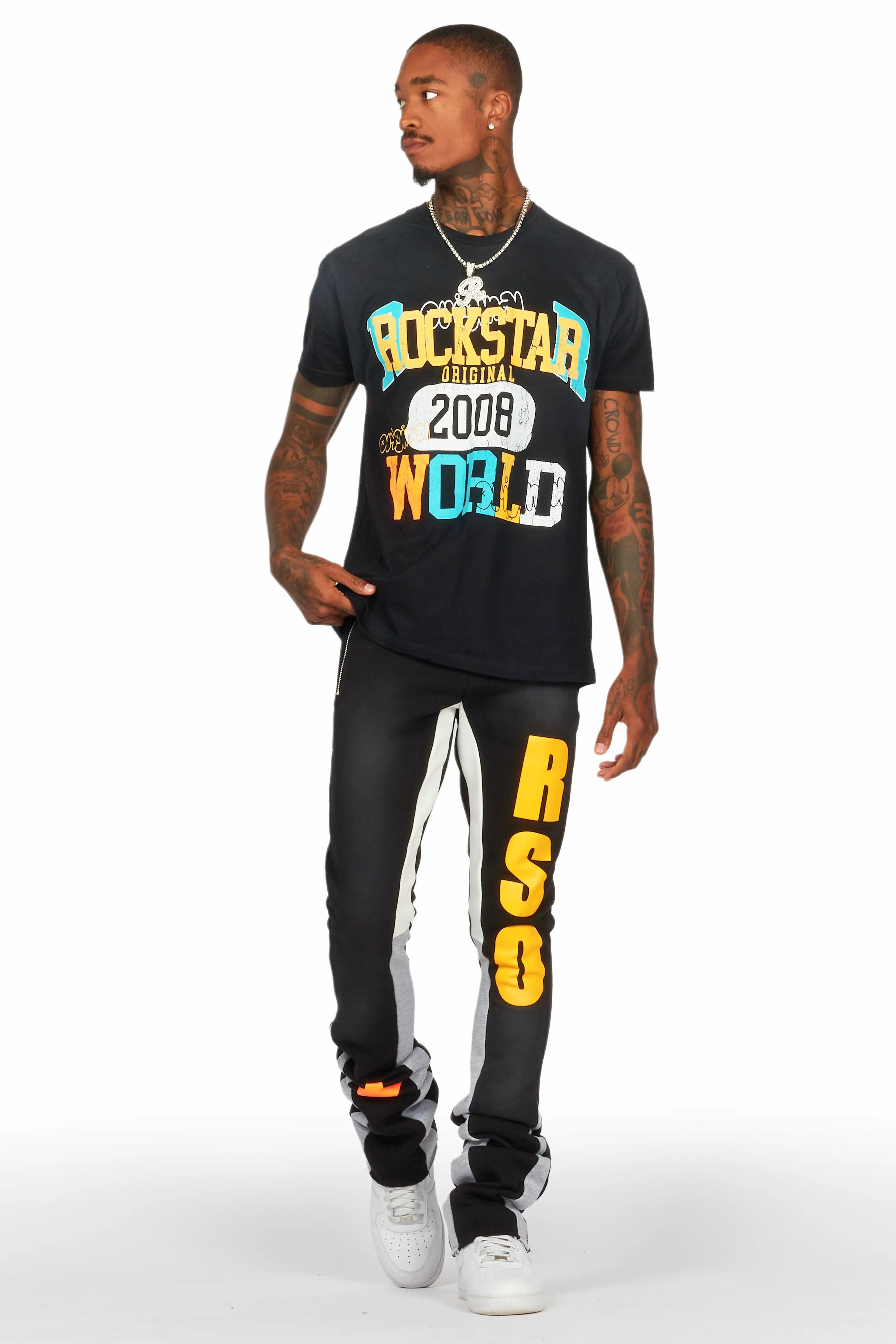 Jaka Black T-Shirt/Super Stacked Flare Track Set Male Product Image