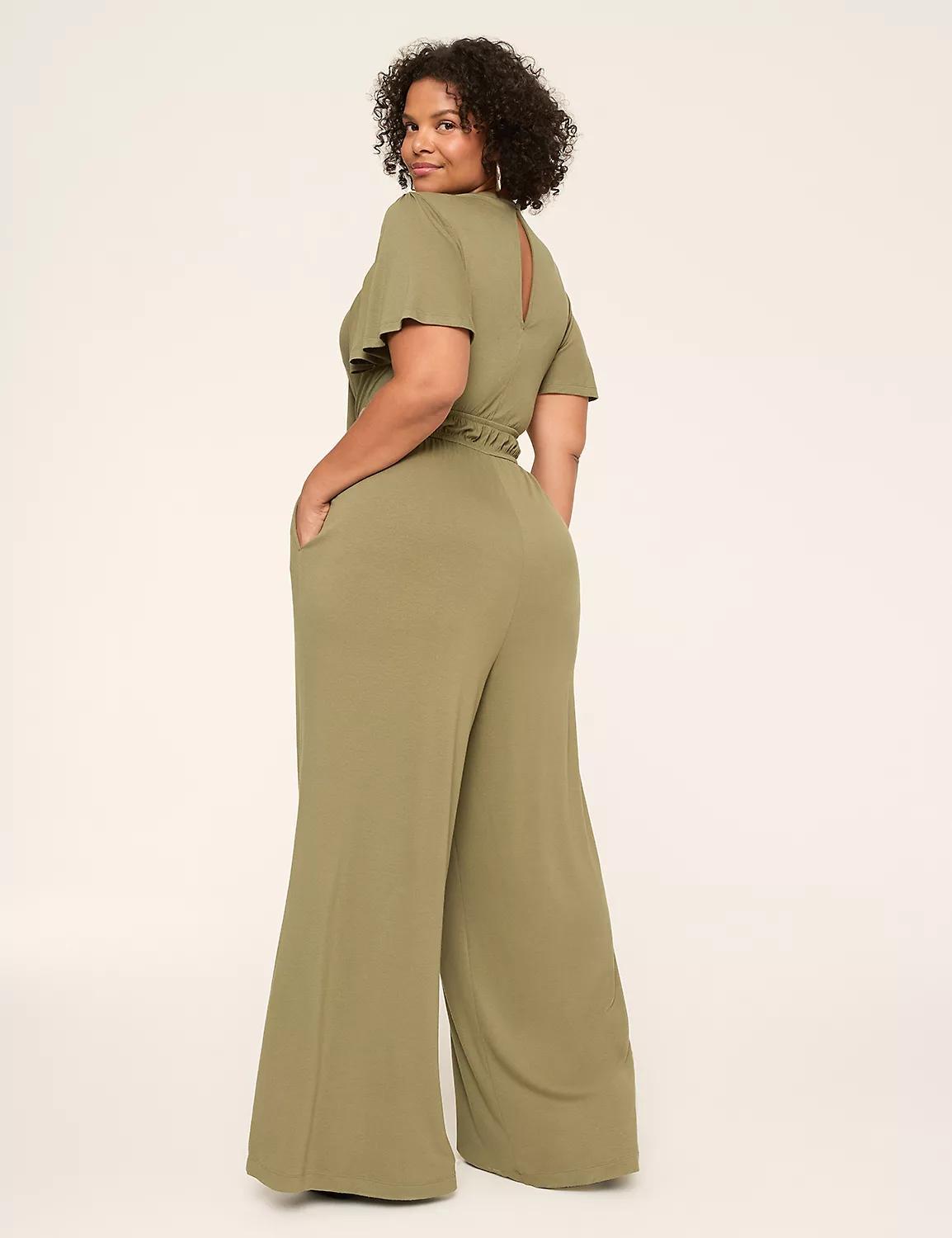 Flutter-Sleeve Smocked-Waist Jumpsuit Product Image