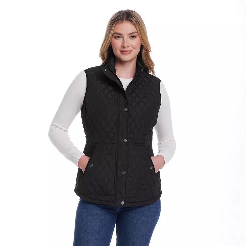 Women's Weathercast Corduroy Trimmed Quilted Vest, Size: XL, Blue Product Image