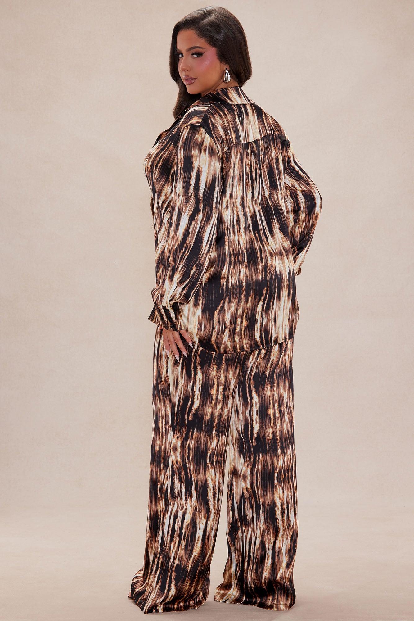 Kamiko Satin Pant Set - Brown/combo Product Image