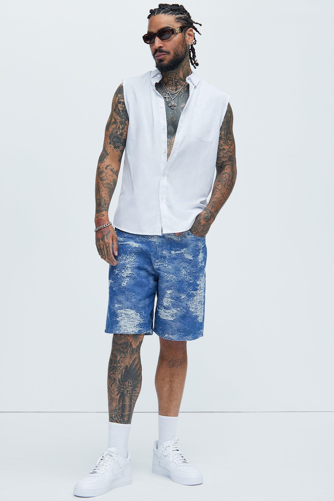 Cloud 9 Textured Relaxed Shorts - Light Blue Product Image