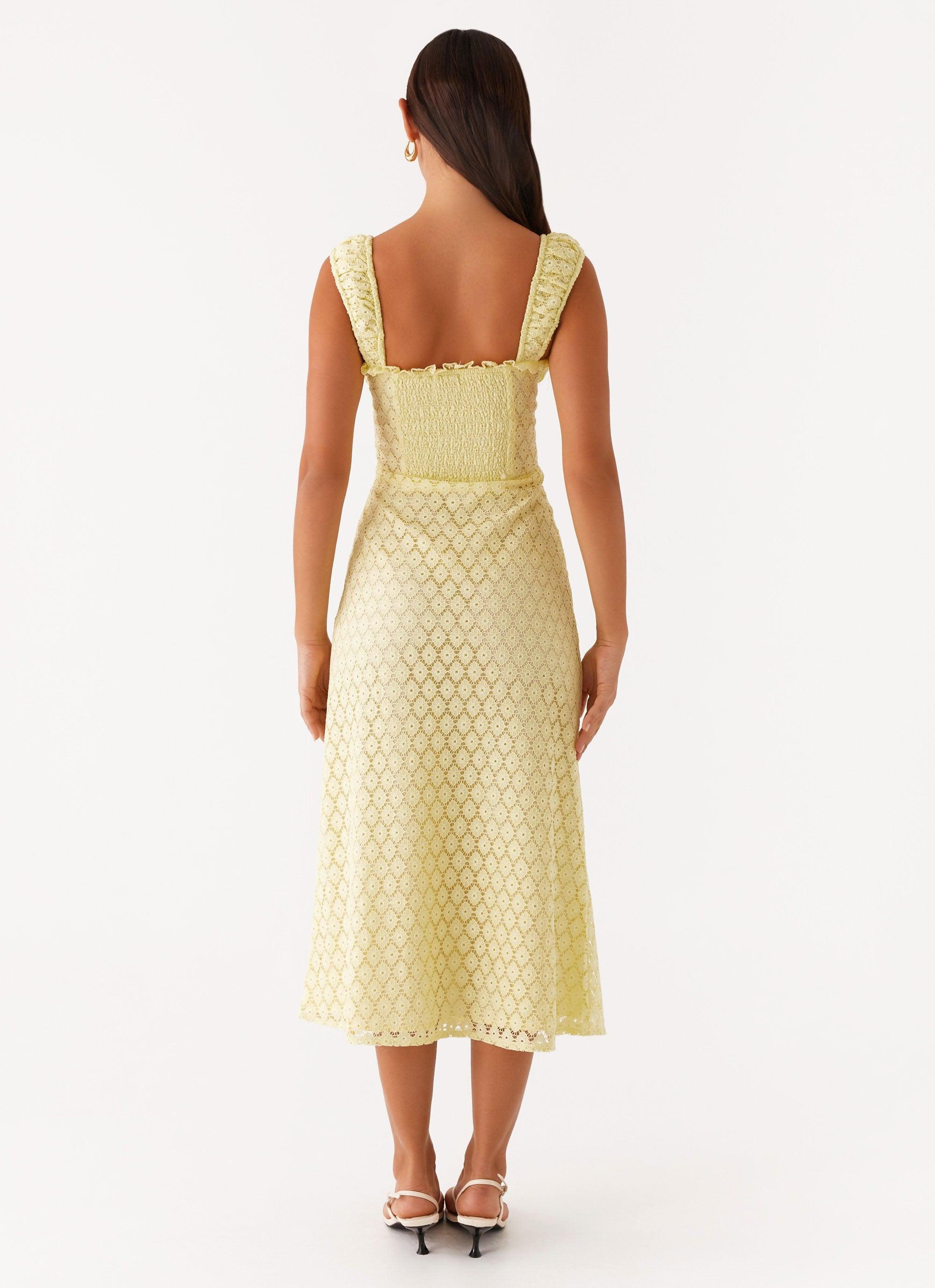 Keziah Tie Front Midi Dress - Lemon Product Image