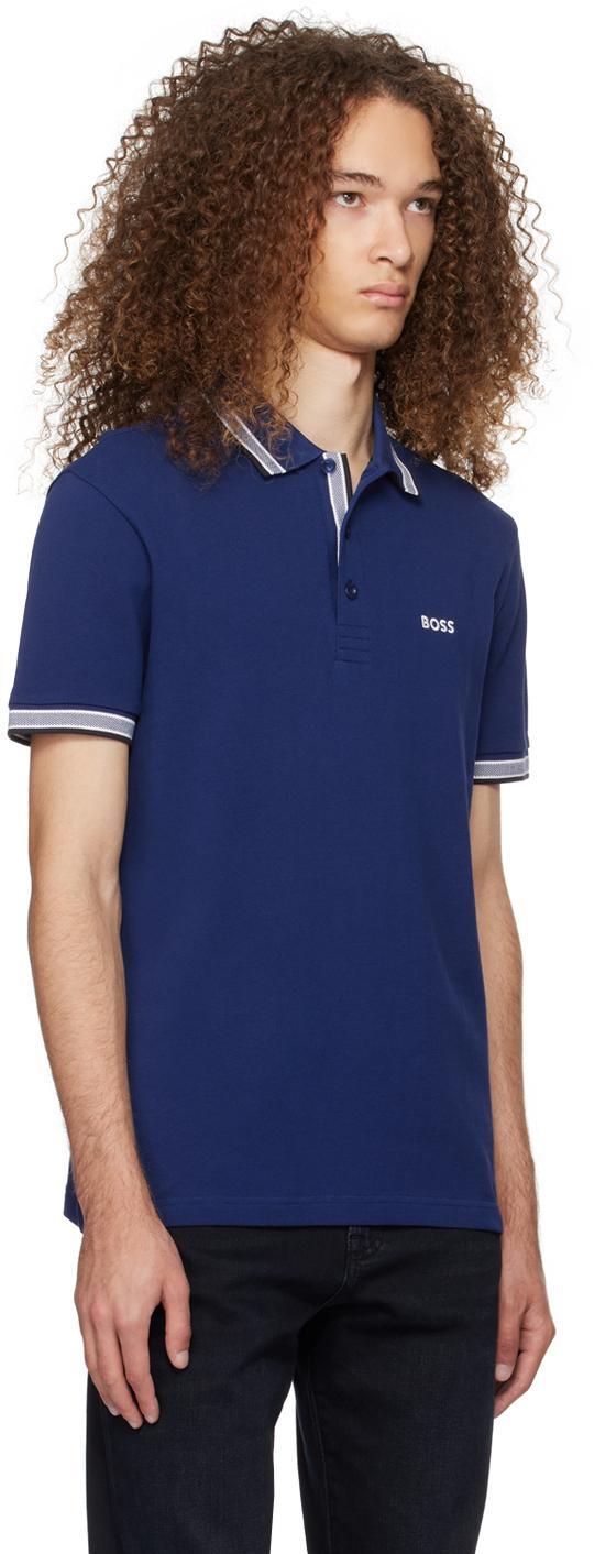 HUGO BOSS Navy Striped Polo In Navy 415 Product Image