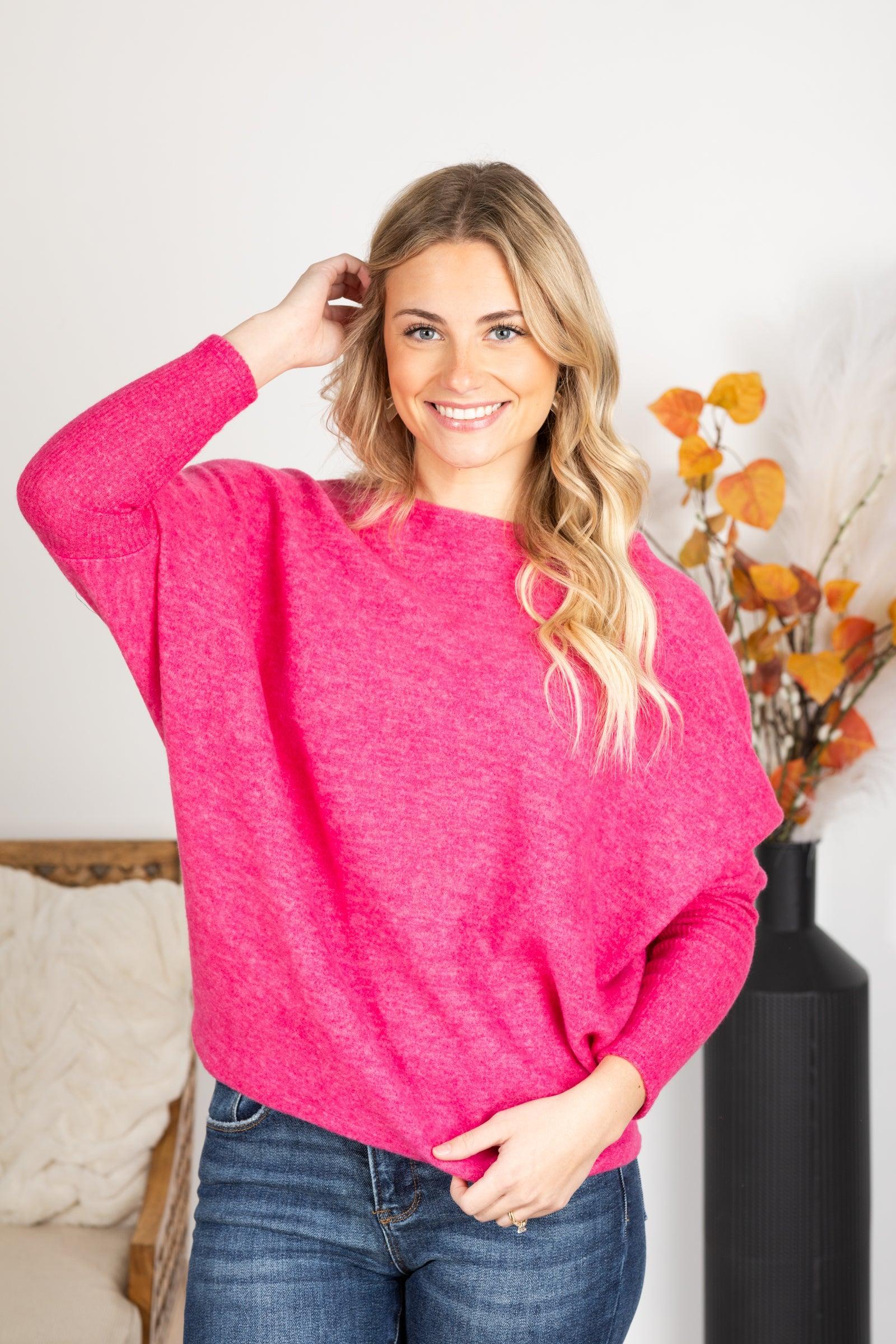 Soft Brushed Long Sleeve Dolman Knit Top Product Image