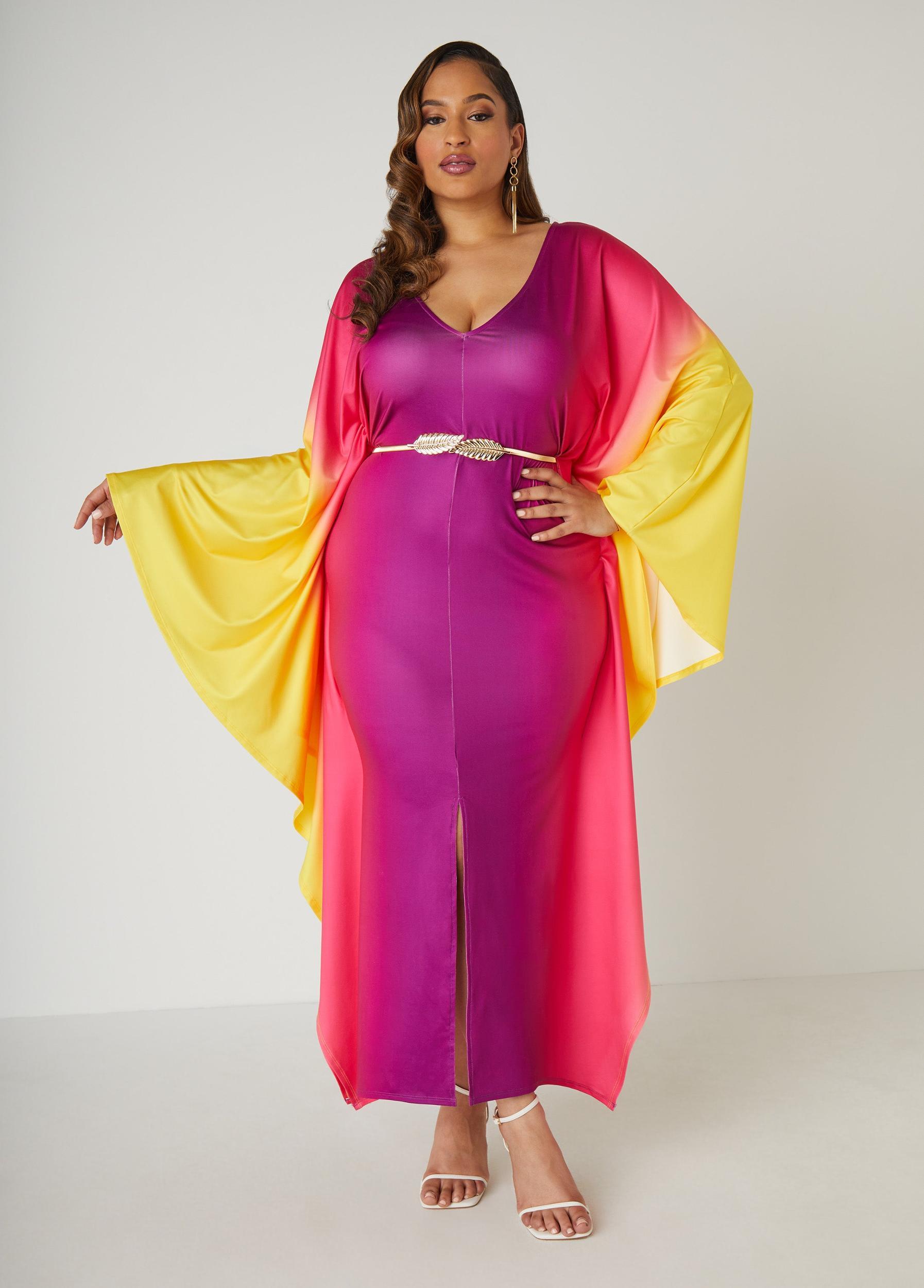 Belted Ombre Kaftan Dress Product Image