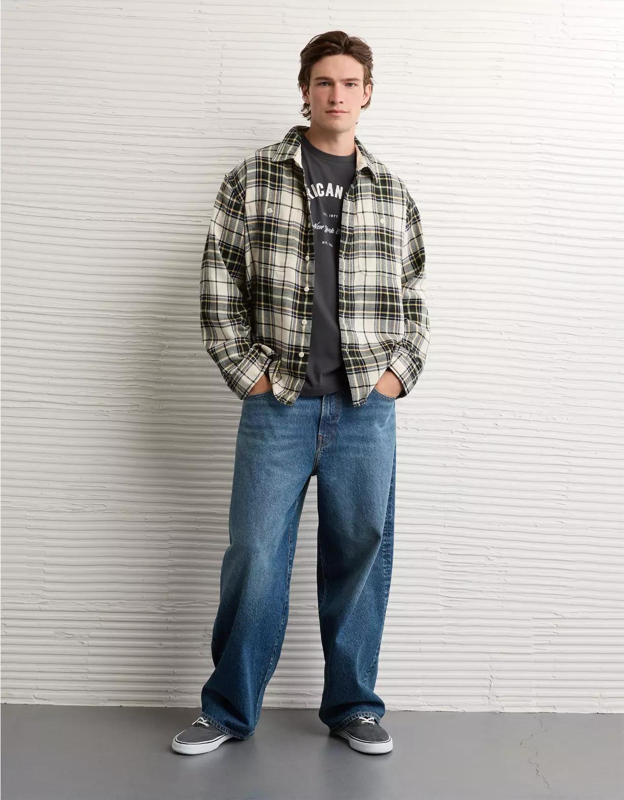 AE Textured Flannel Shirt Product Image