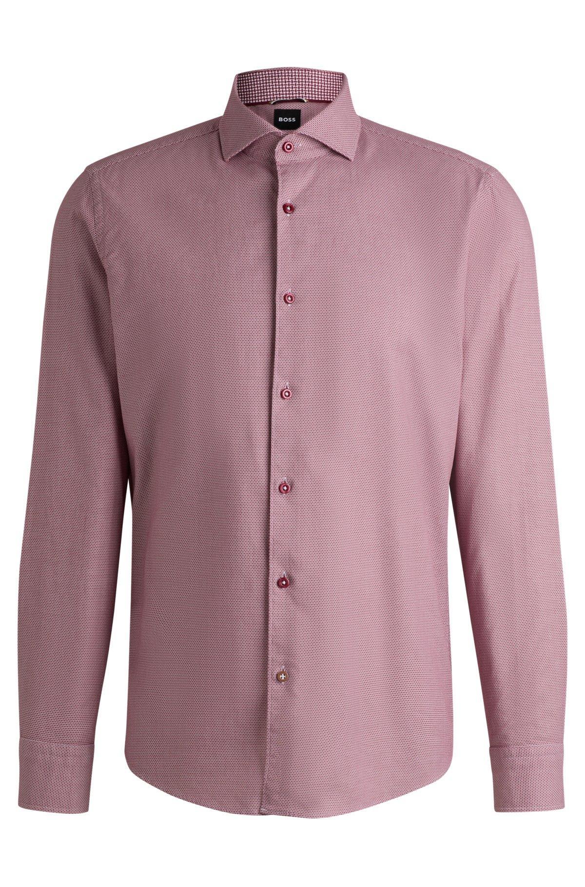 Casual-fit shirt in structured cotton with spread collar Product Image
