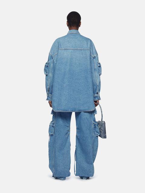 ''Fern'' washed blue long pants Product Image