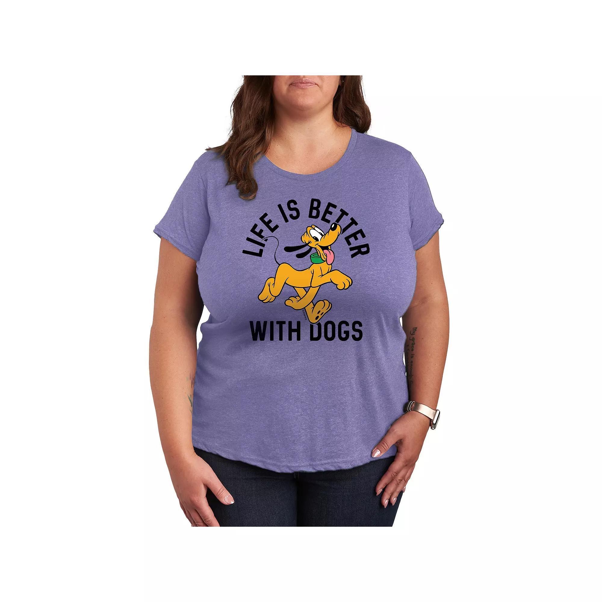 Disney's Pluto Plus Life Is Better With Dogs Graphic Tee, Women's,  Product Image