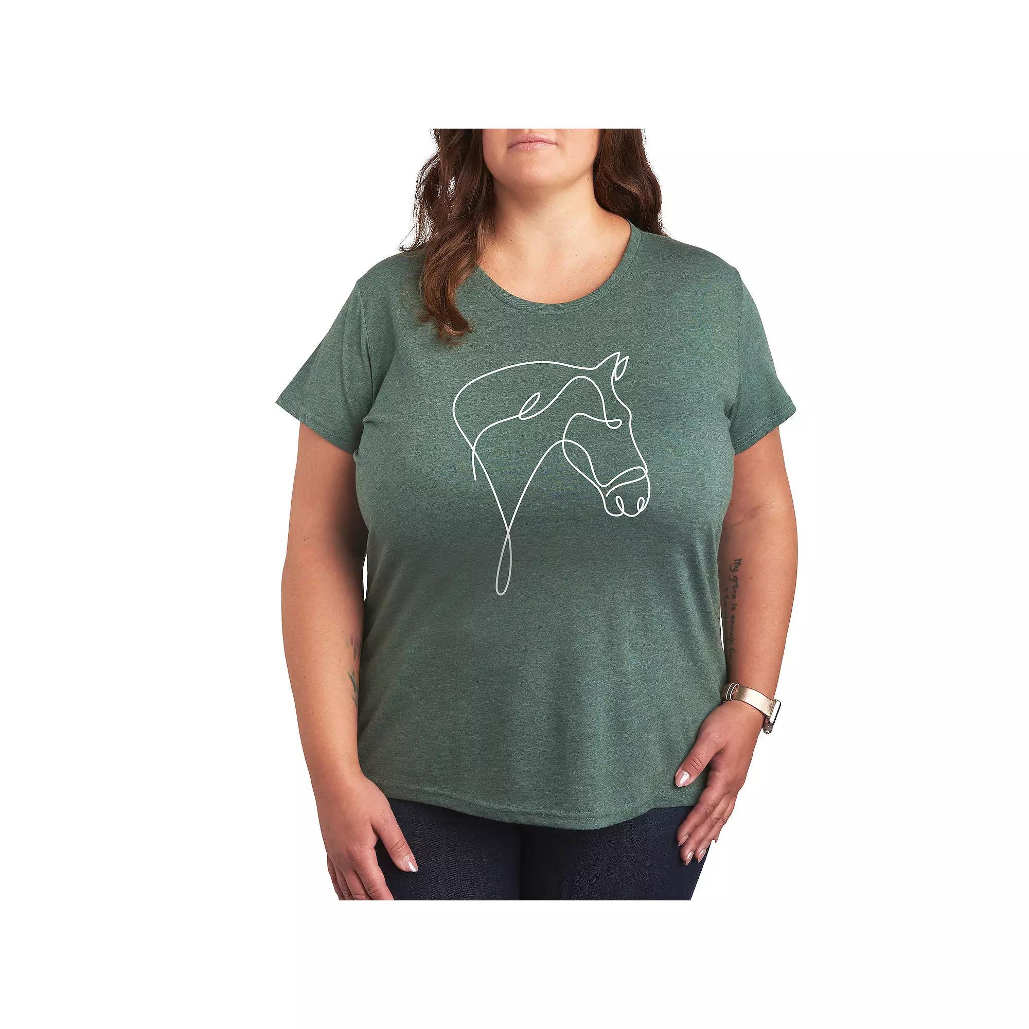 Plus White Line Horse Doodle Graphic Tee, Women's,  Product Image