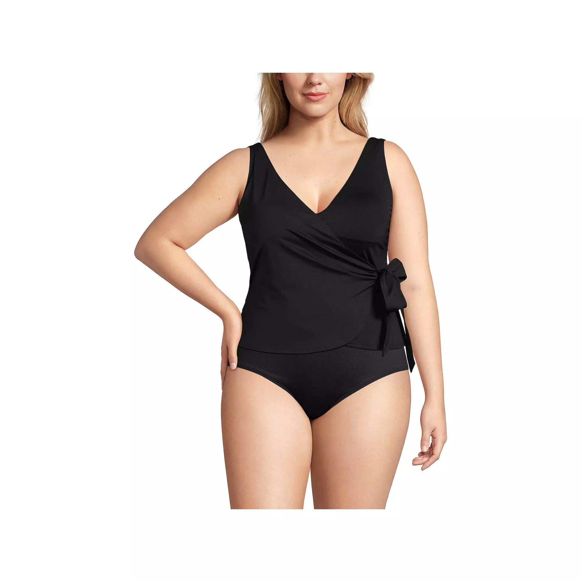 Plus Size Lands' End DD-Cup Side-Tie Tankini Top, Women's, Size: 22W Dd, Black Product Image