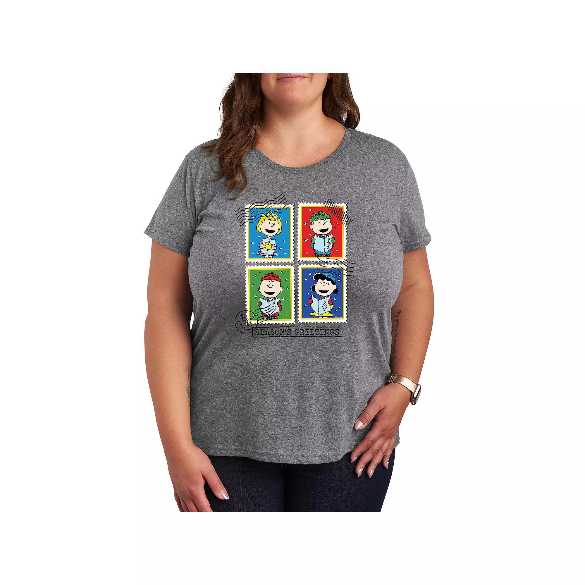 Plus Size Peanuts Season's Greetings Graphic Tee, Women's, Size: 4XL, Grey Gray Product Image