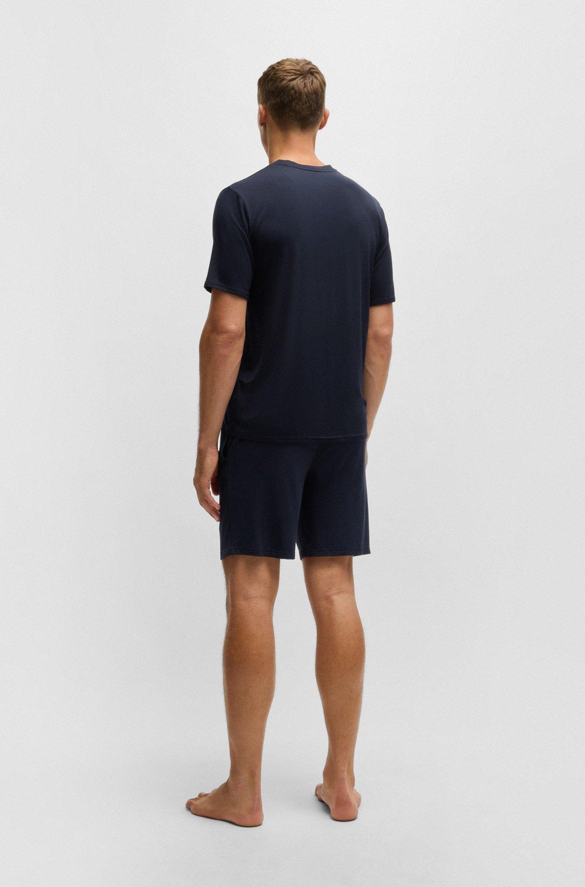 Short jersey pajama set with embroidered branding Product Image