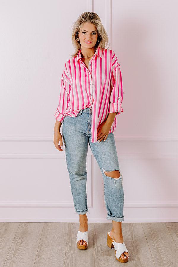 Stripe Along Satin Button Up Product Image