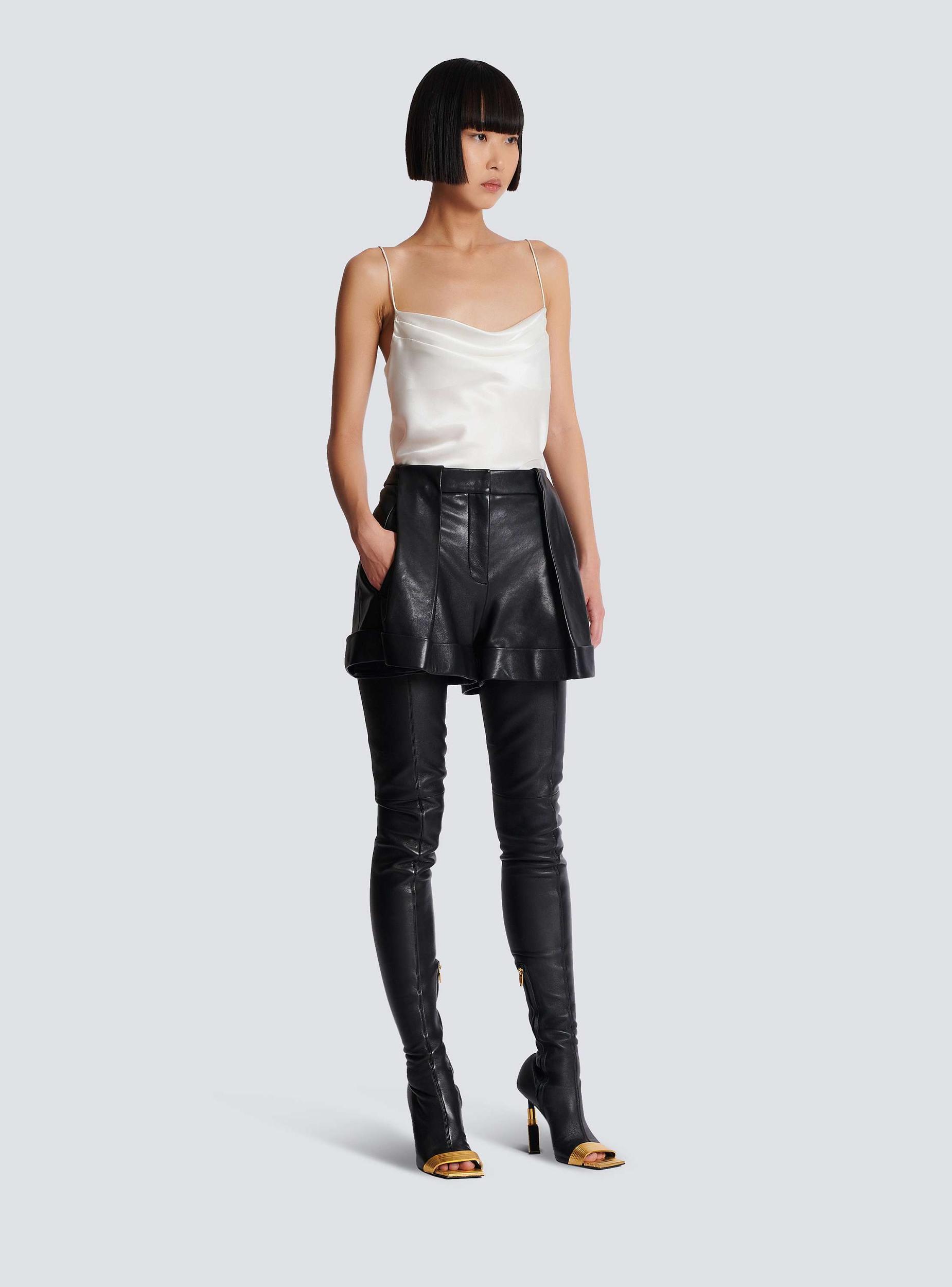 Pleated lambskin shorts Product Image