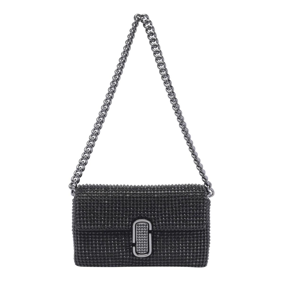 MARC JACOBS The Rhinestone J Marc Mini Shoulder Bag In Black Product Image