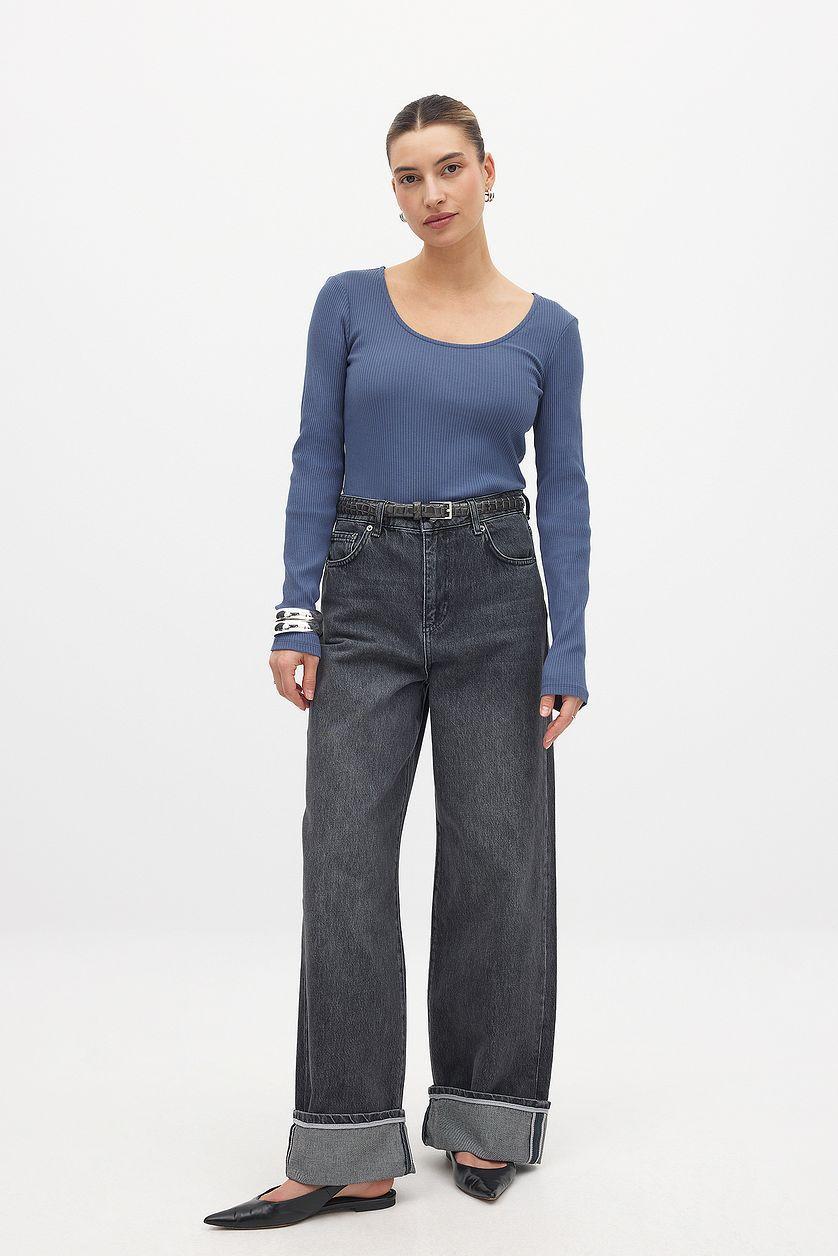 Scoop Neck Ribbed Top Product Image