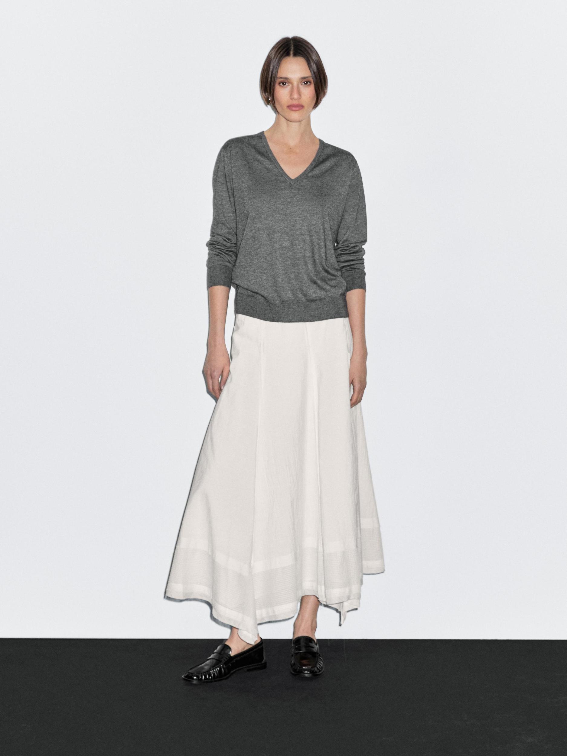 Wool blend V-neck knit sweater Product Image