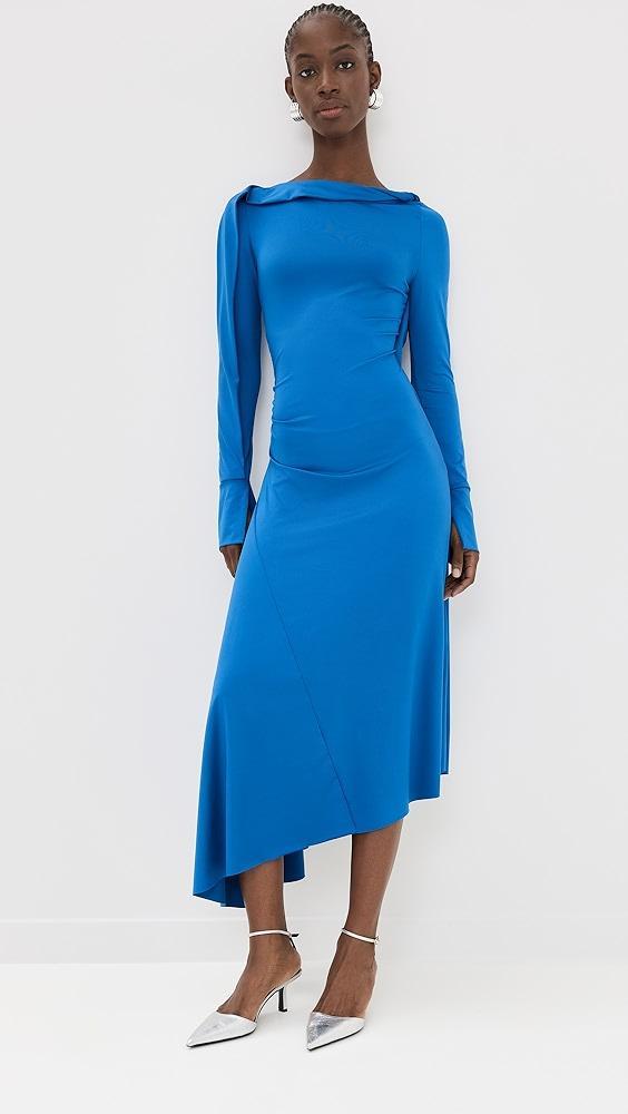 Victoria Beckham Long Sleeve Draped Jersey Midi Dress | Shopbop Product Image