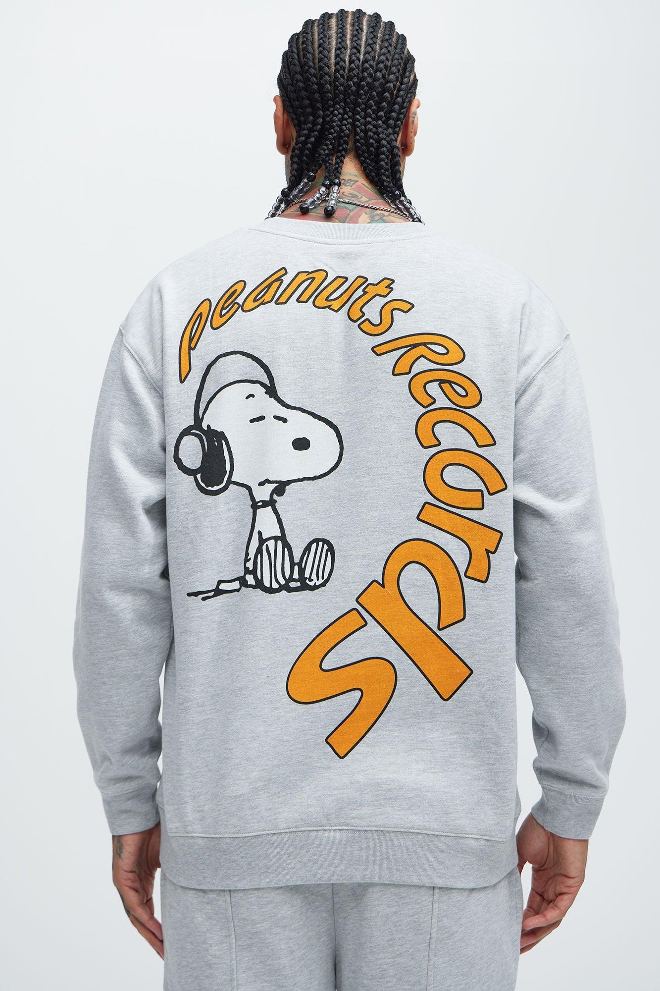 Peanuts Snoopy Records Crewneck Sweater - Heather Grey Male Product Image