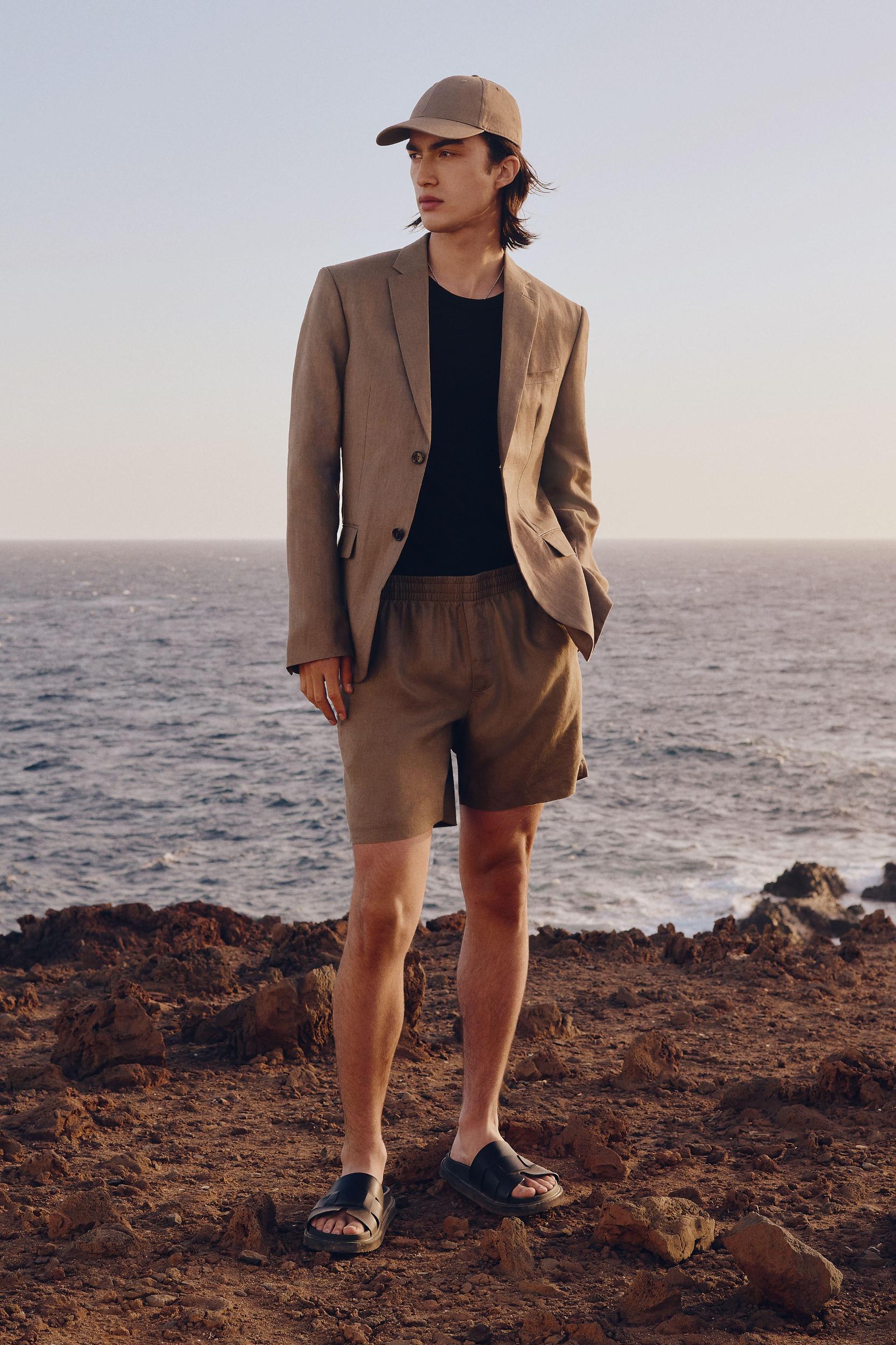 Regular-Fit Linen Shorts Product Image