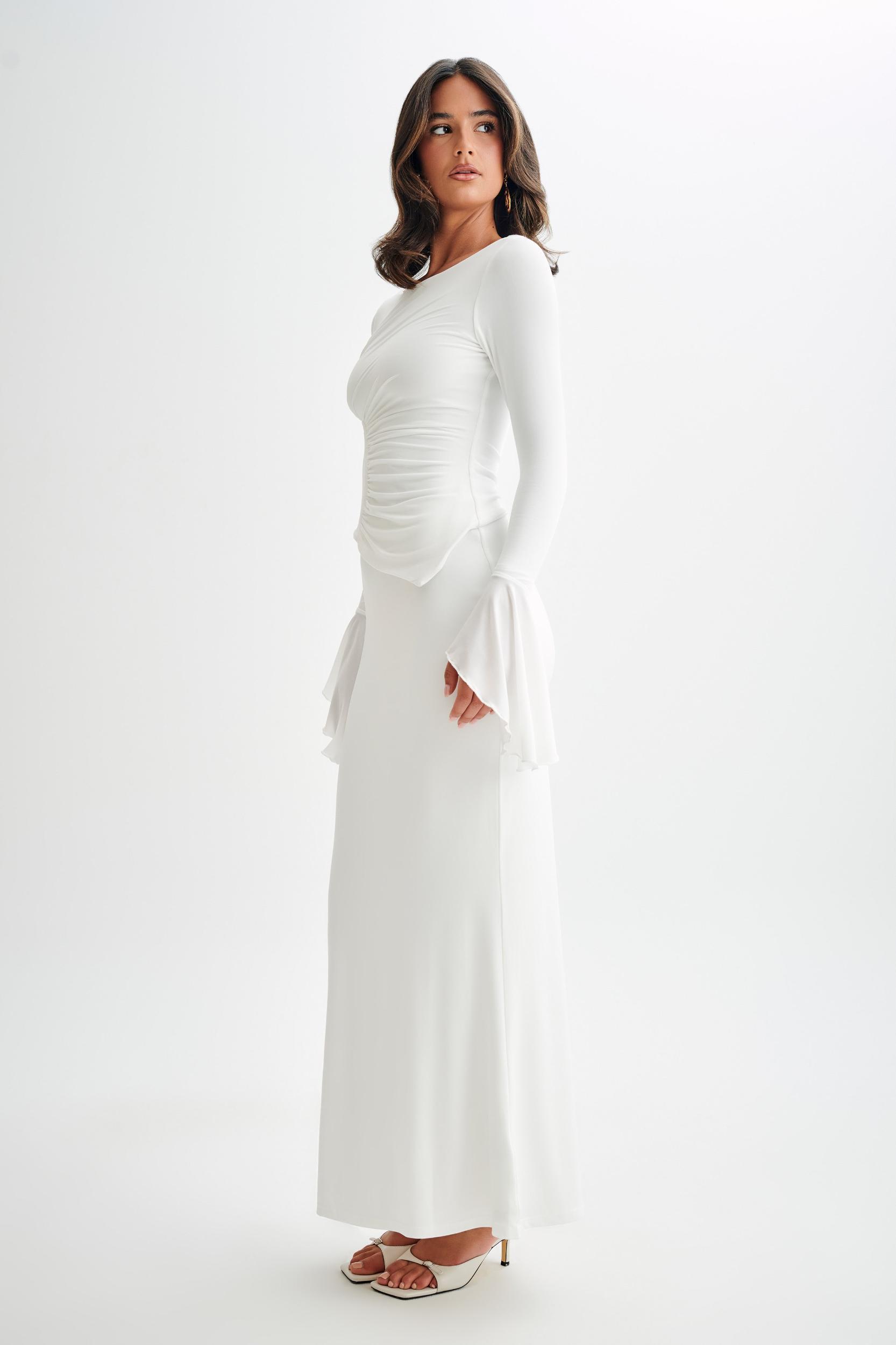 Stevie Bell Sleeve Slinky Top - White Product Image