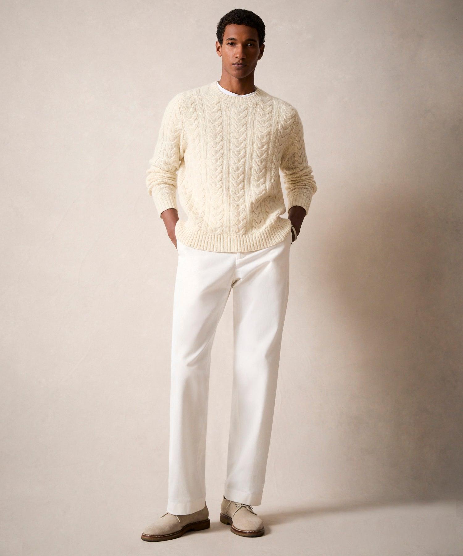 Wool Cable Crewneck Sweater in Bisque Product Image