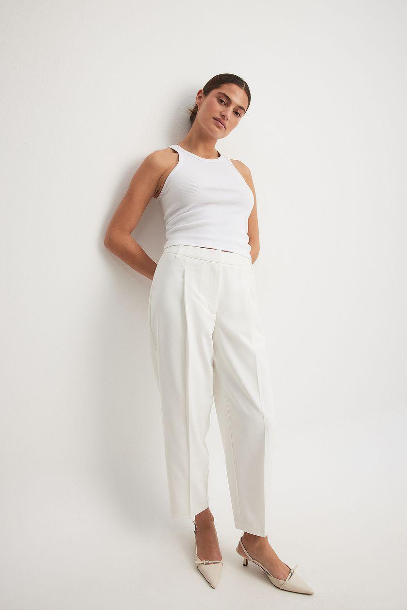 Cropped Mid Waist Suit Pants Product Image