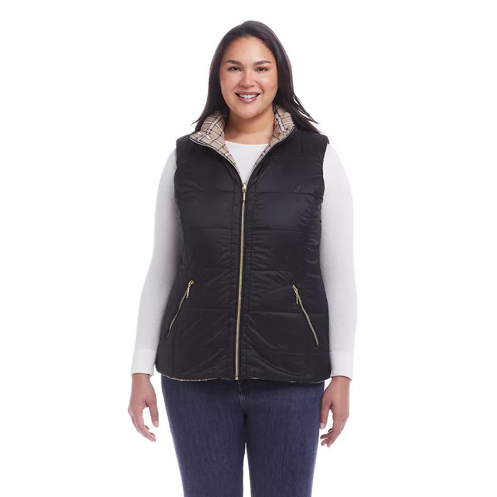 Plus Size Weathercast Reversible Plaid Quilted Vest, Women's, Size: 1XL, Red Pepper Product Image