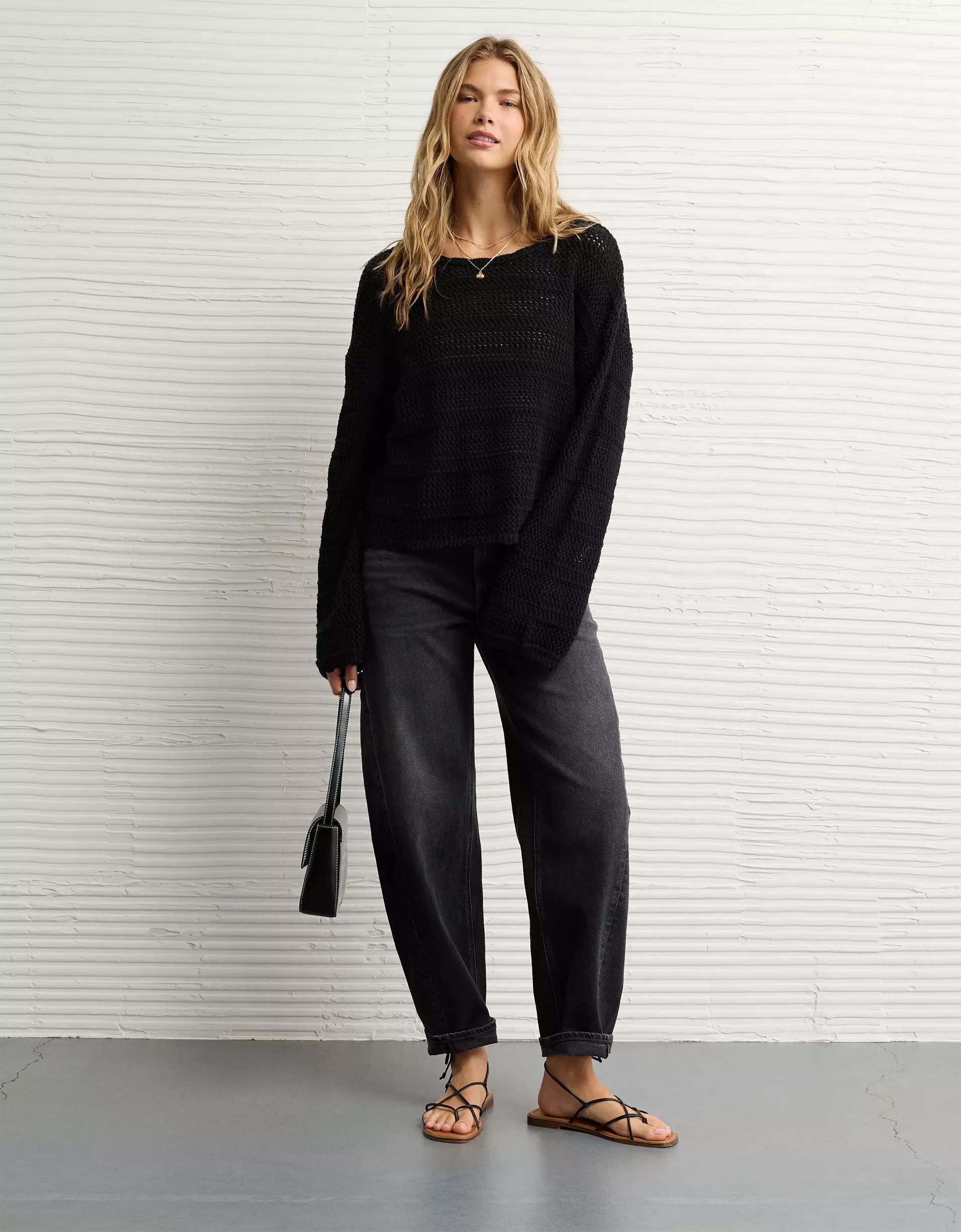 AE Cropped Crochet Sweater Product Image