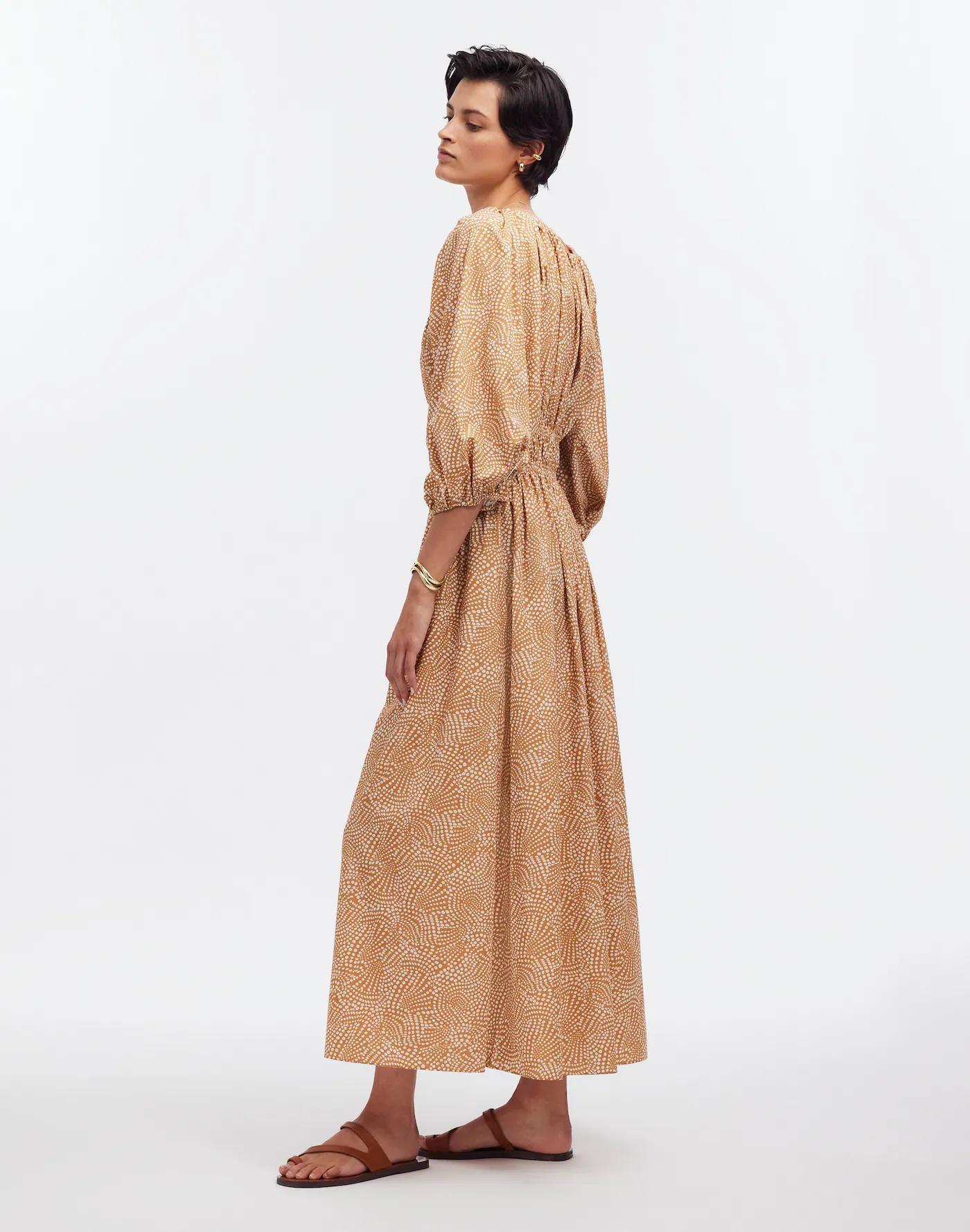 V-Neck Balloon-Sleeve Maxi Dress Product Image