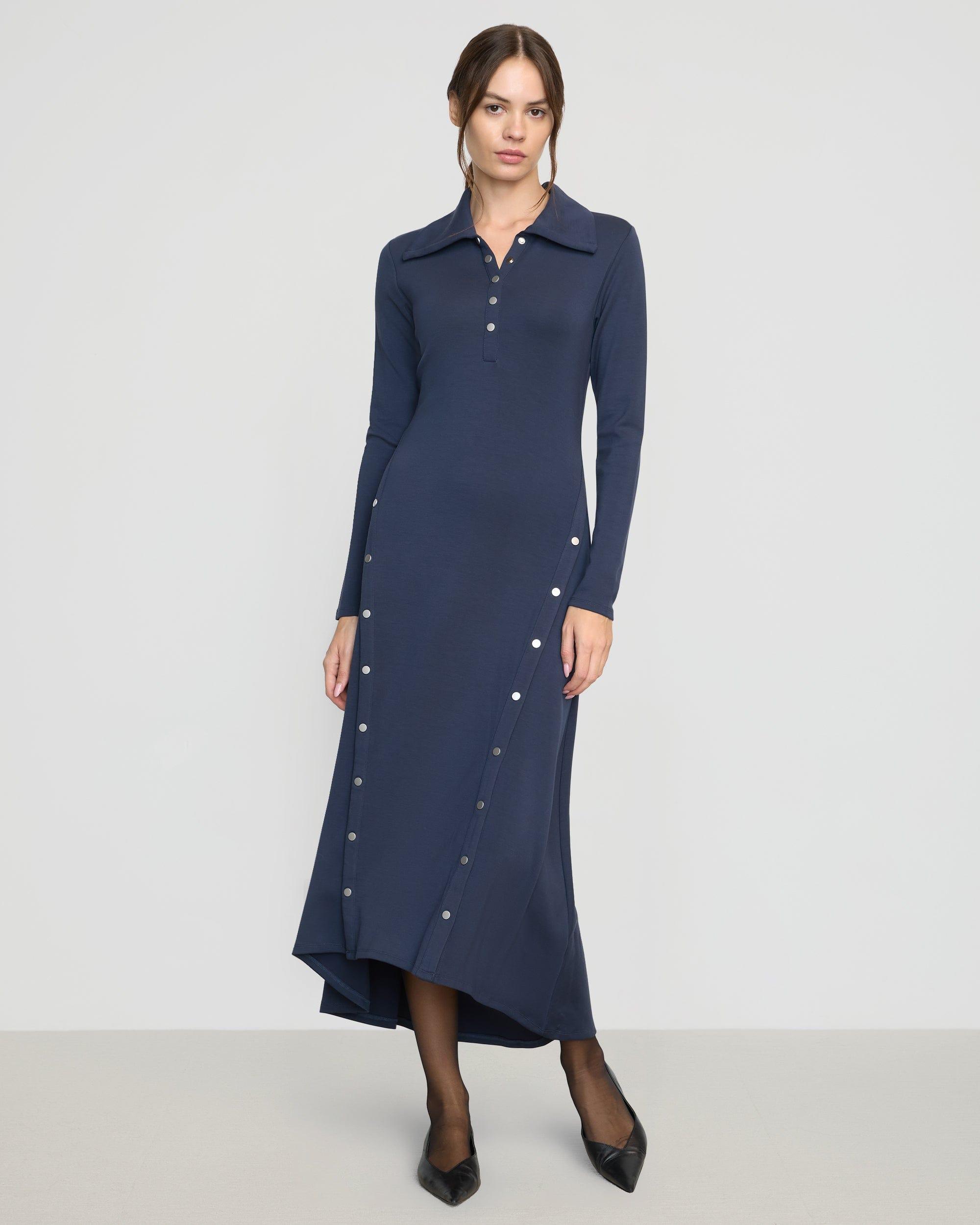Shawna Button-Accent Collared Dress Product Image