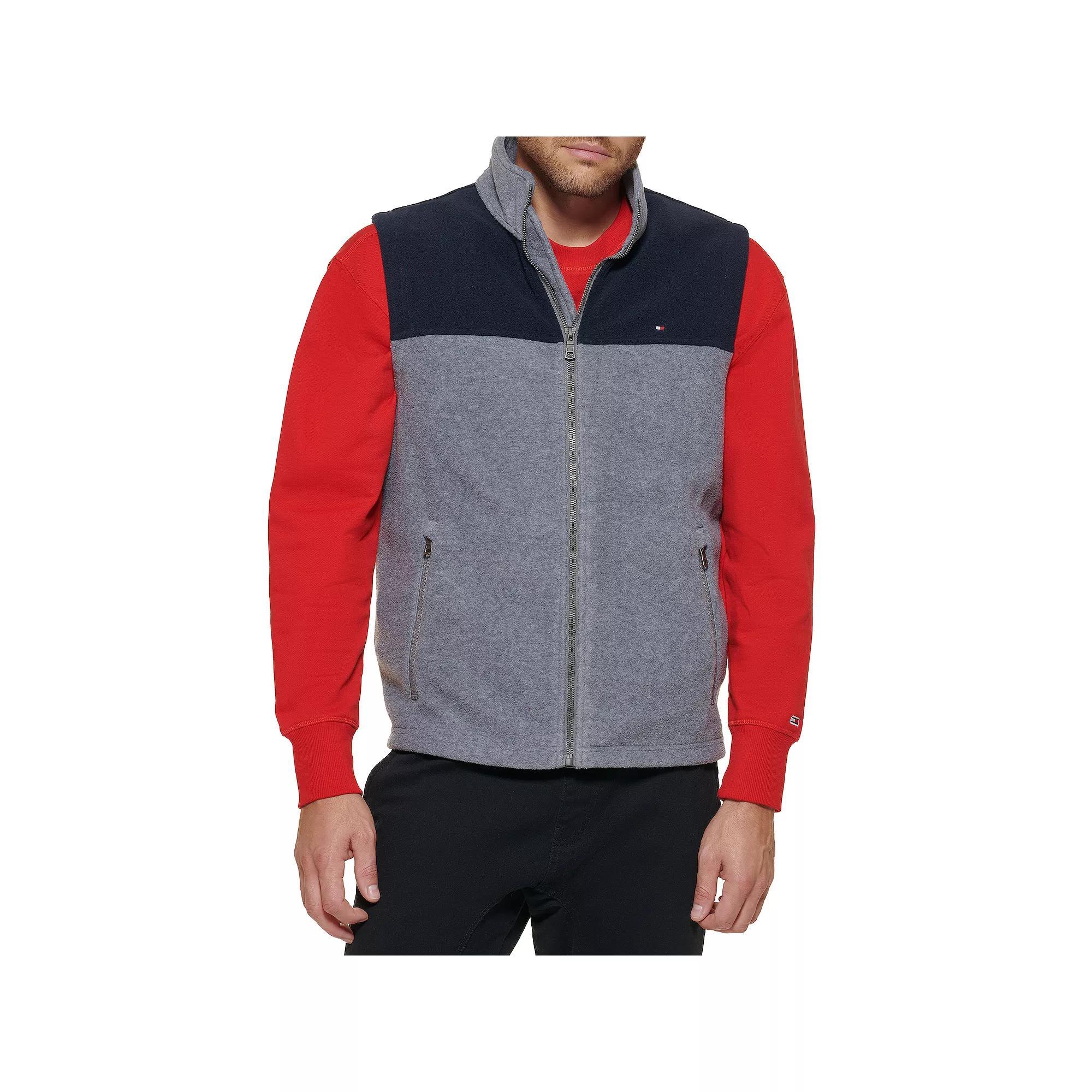 Men's Tommy Hilfiger Fleece Vest, Size: Small, Blue Product Image