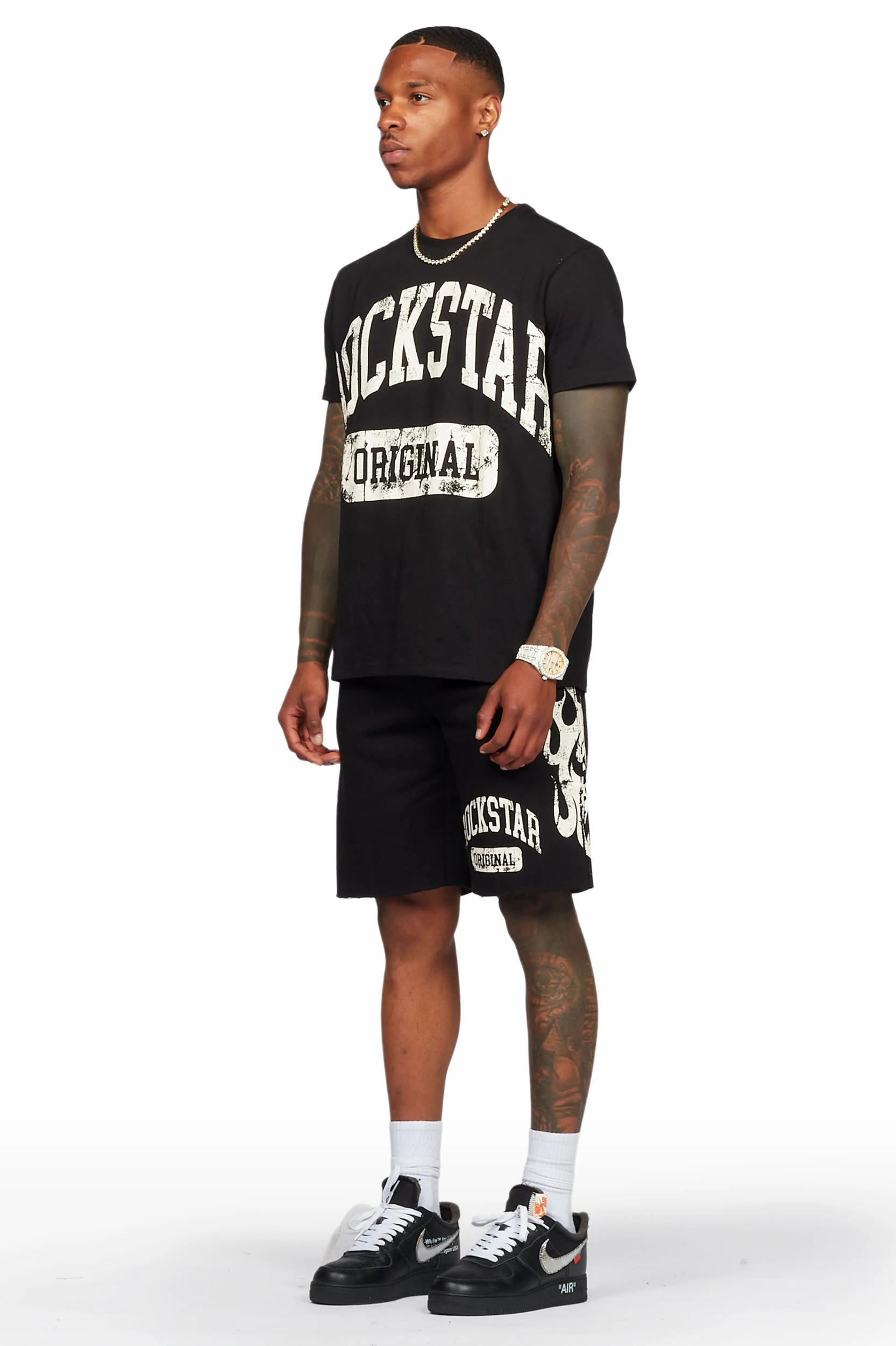 Members Black T-Shirt/Short Set Male Product Image