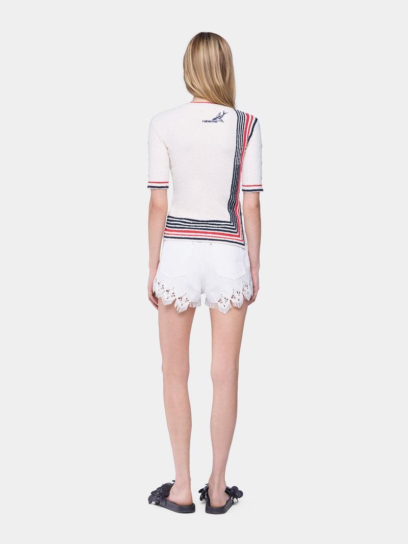 SHORTS IN DENIM WITH EMBROIDERY DETAILS Product Image