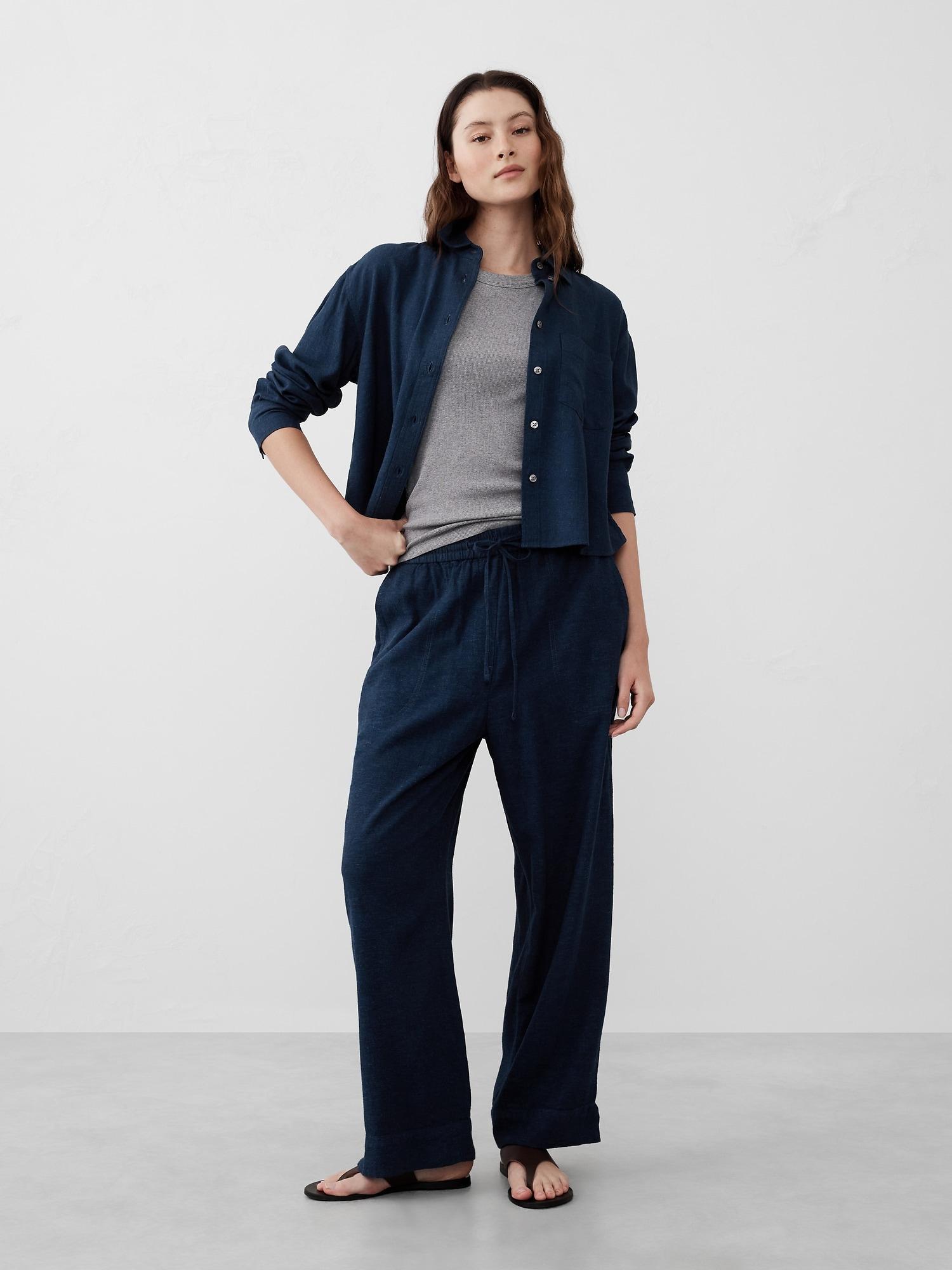 Straight Linen-Blend Pull-On Pant Product Image
