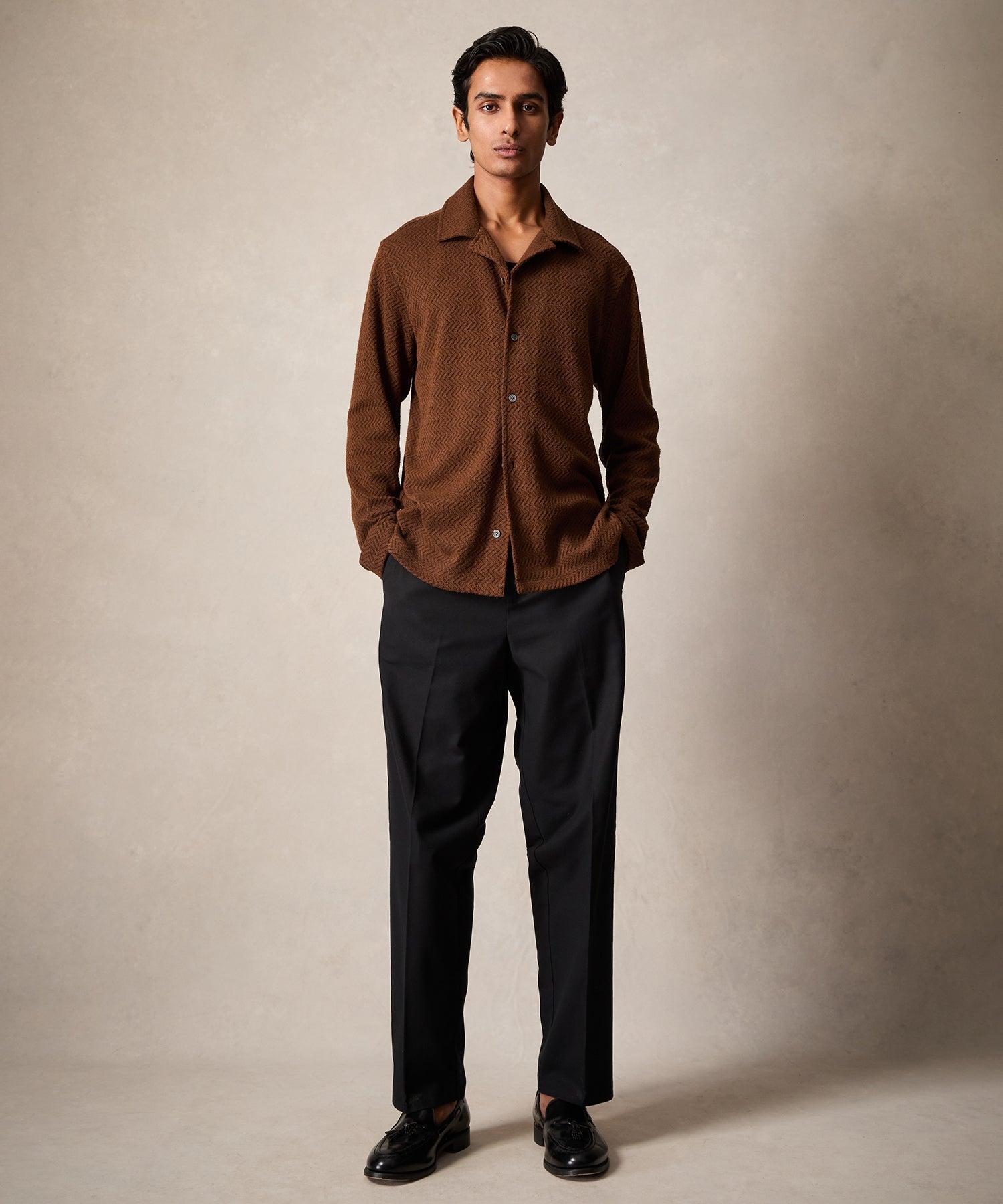 Zigzag Knit Shirt in Coffee Bean Product Image